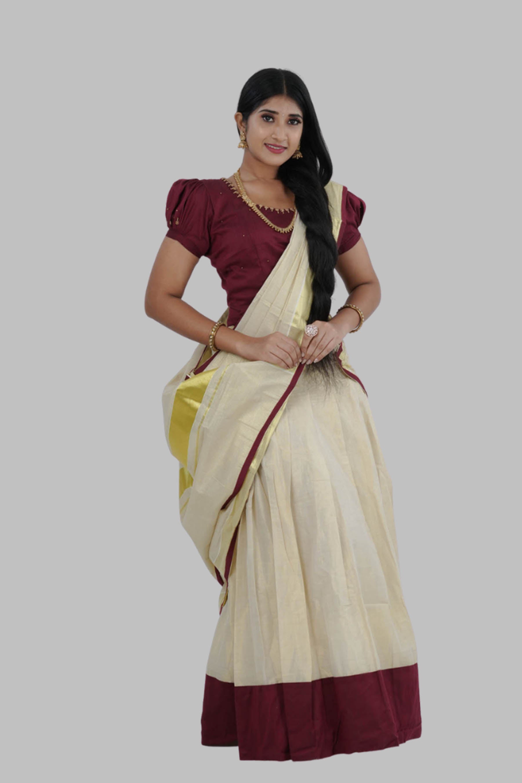 High-quality Kerala Cotton Lehenga Set in Golden Tissue fabric LEHENGA JCS Fashions