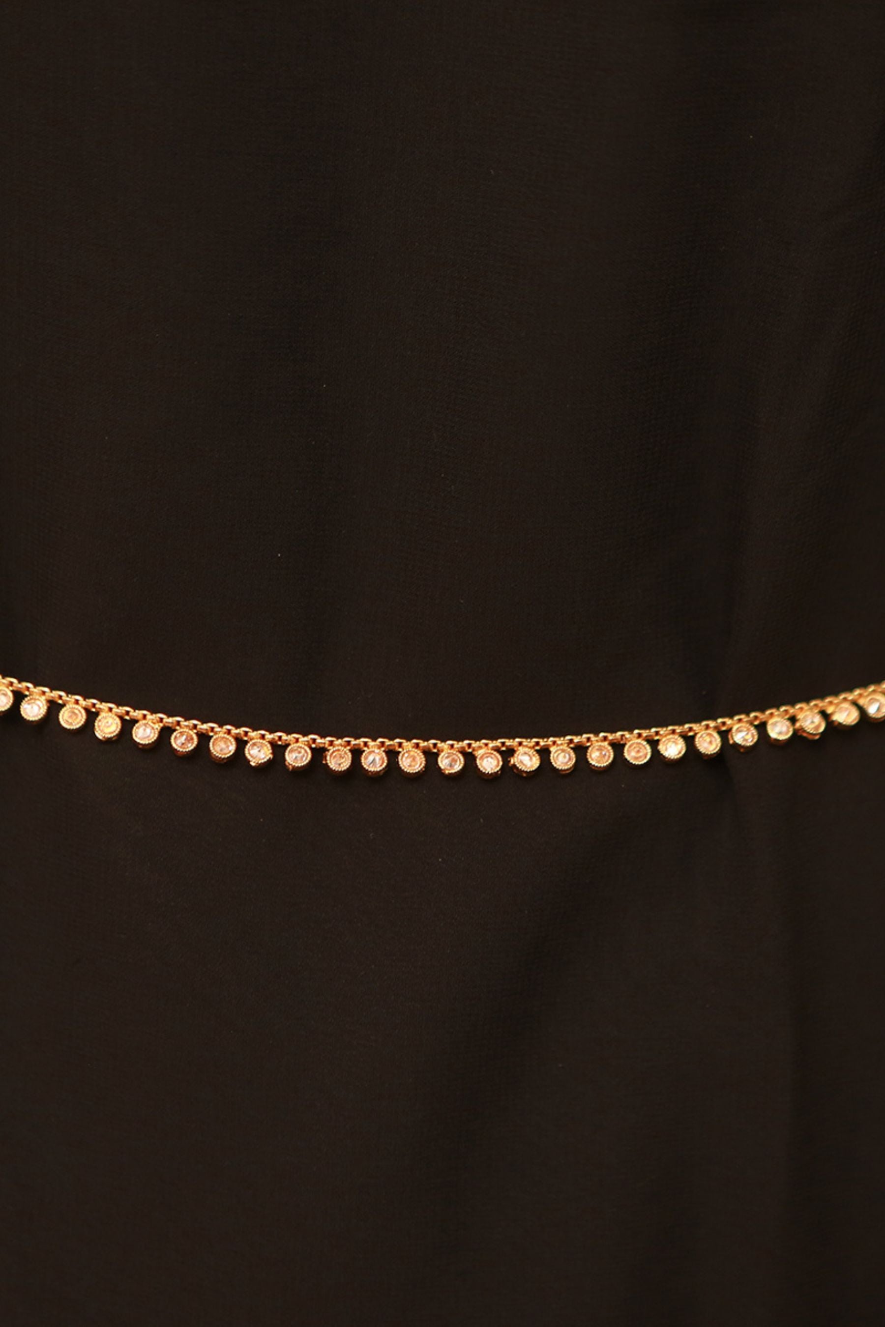 Chic Adjustable Hip Chain: 41" Full Length, White Stones & Matte Finish Jewelry JCS Fashions