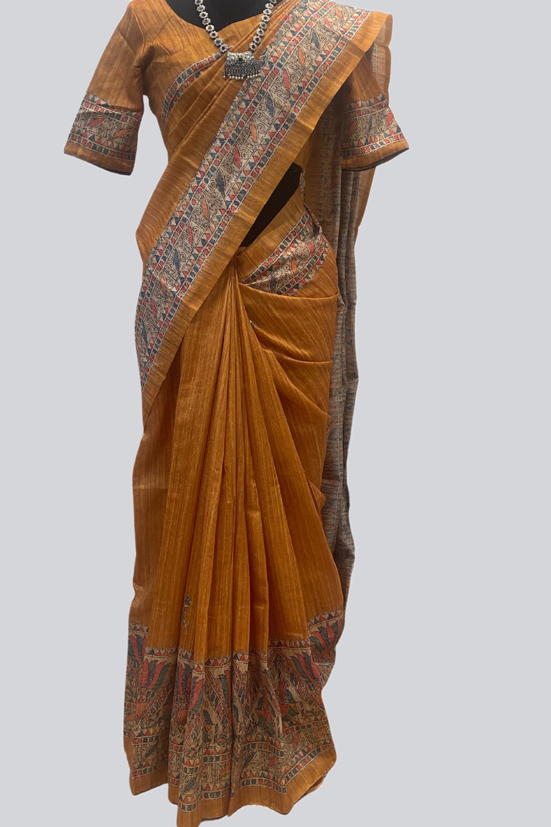 Madhubani Print Silk Saree - Light and Elegant | JCSFashions