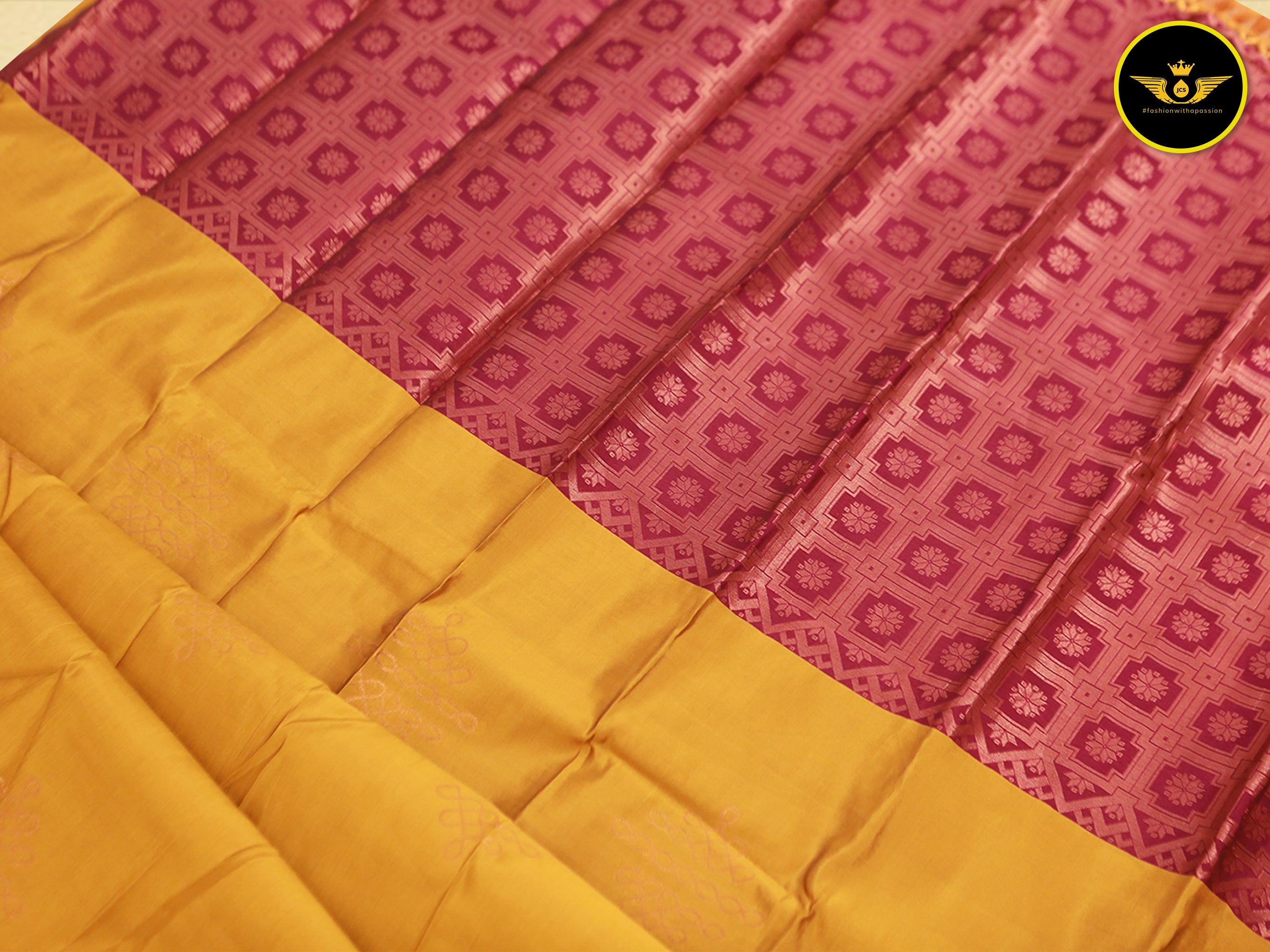 Kolam Design Rangoli Art Silk Saree: Lightweight & Comfortable Saree JCS Fashions