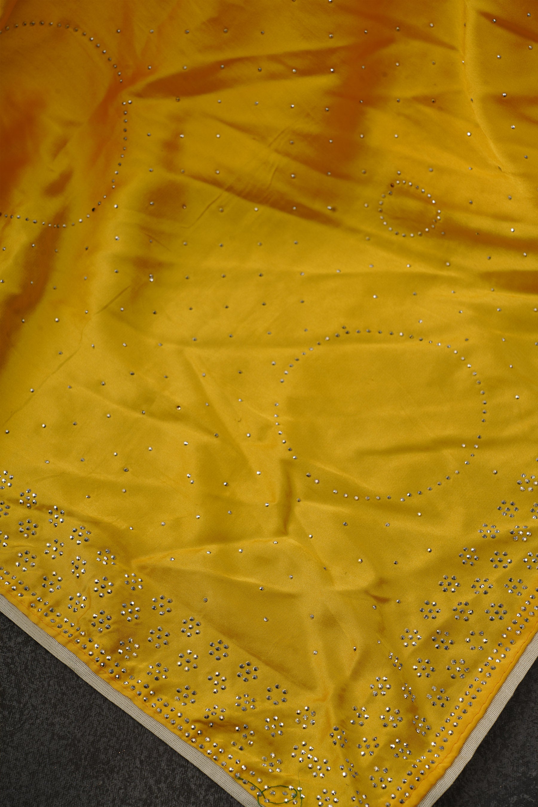 Japan Satin Saree with Diamond Studs in Light and Dark Yellow Shades Saree JCS Fashions