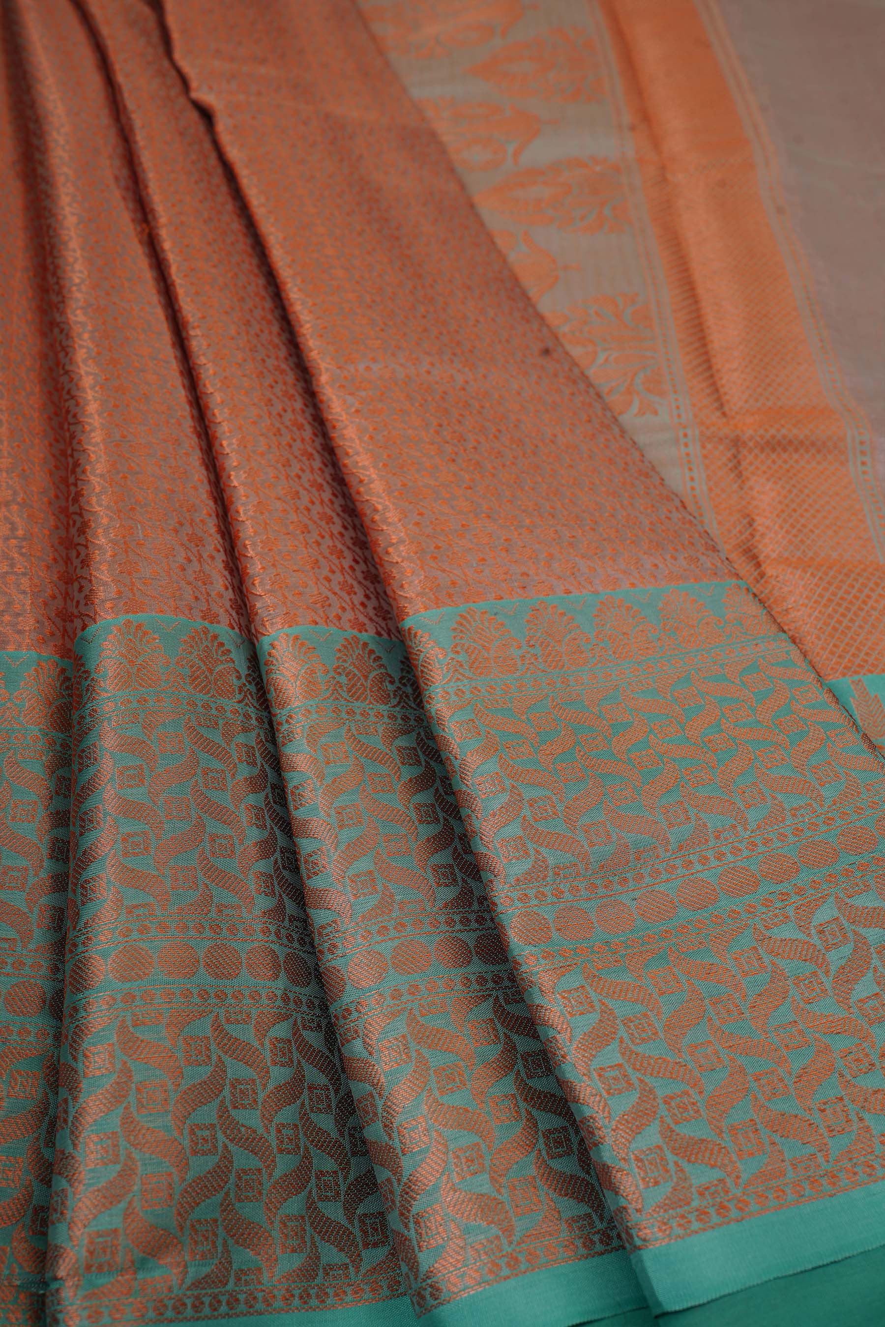 Radiant Banarasi Copper Soft Silk Saree with Designer Contrast Blouse Saree JCS Fashions