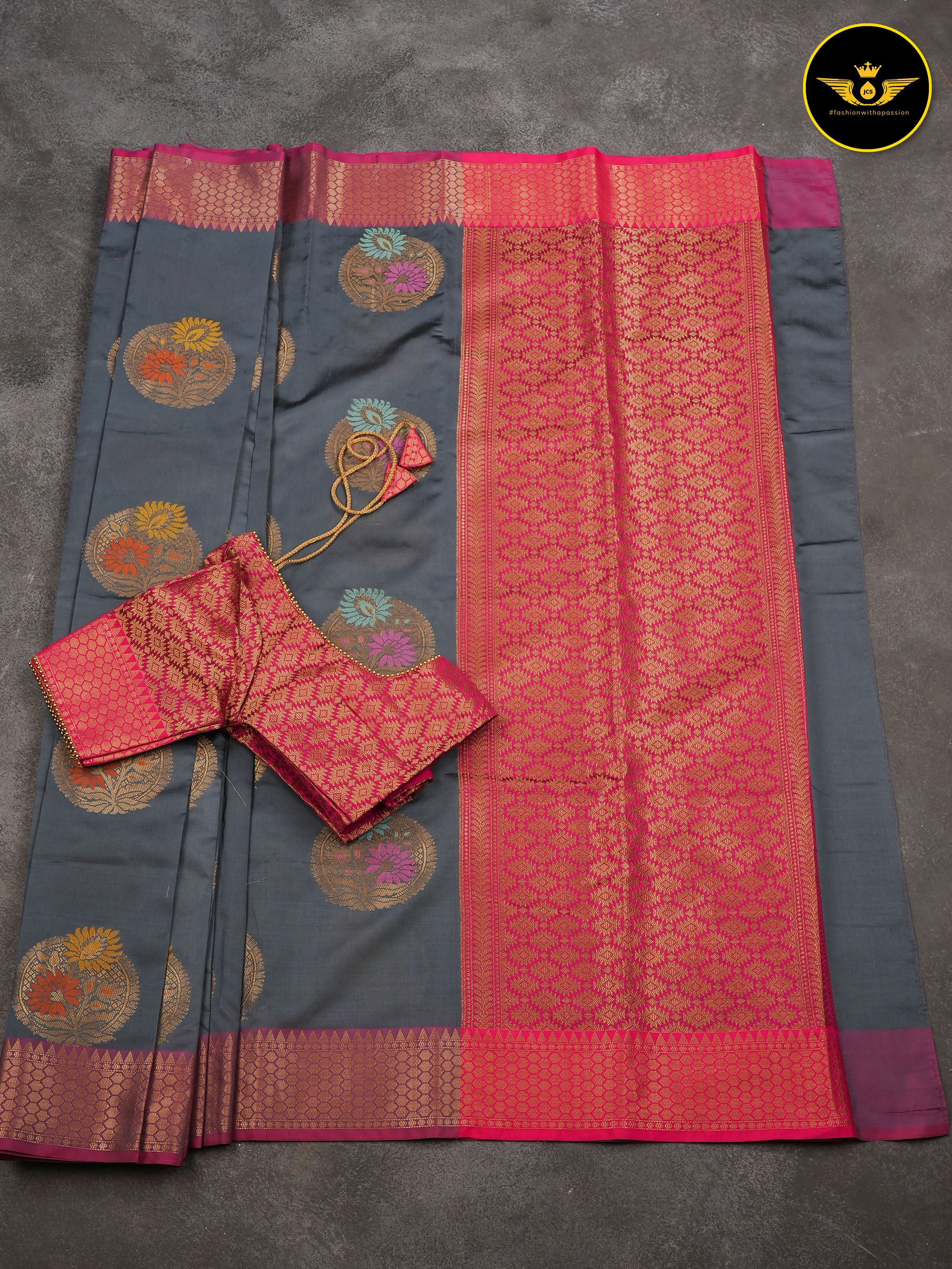 Soft Semi Silk Saree With Fully Stitched Jacquard Blouse