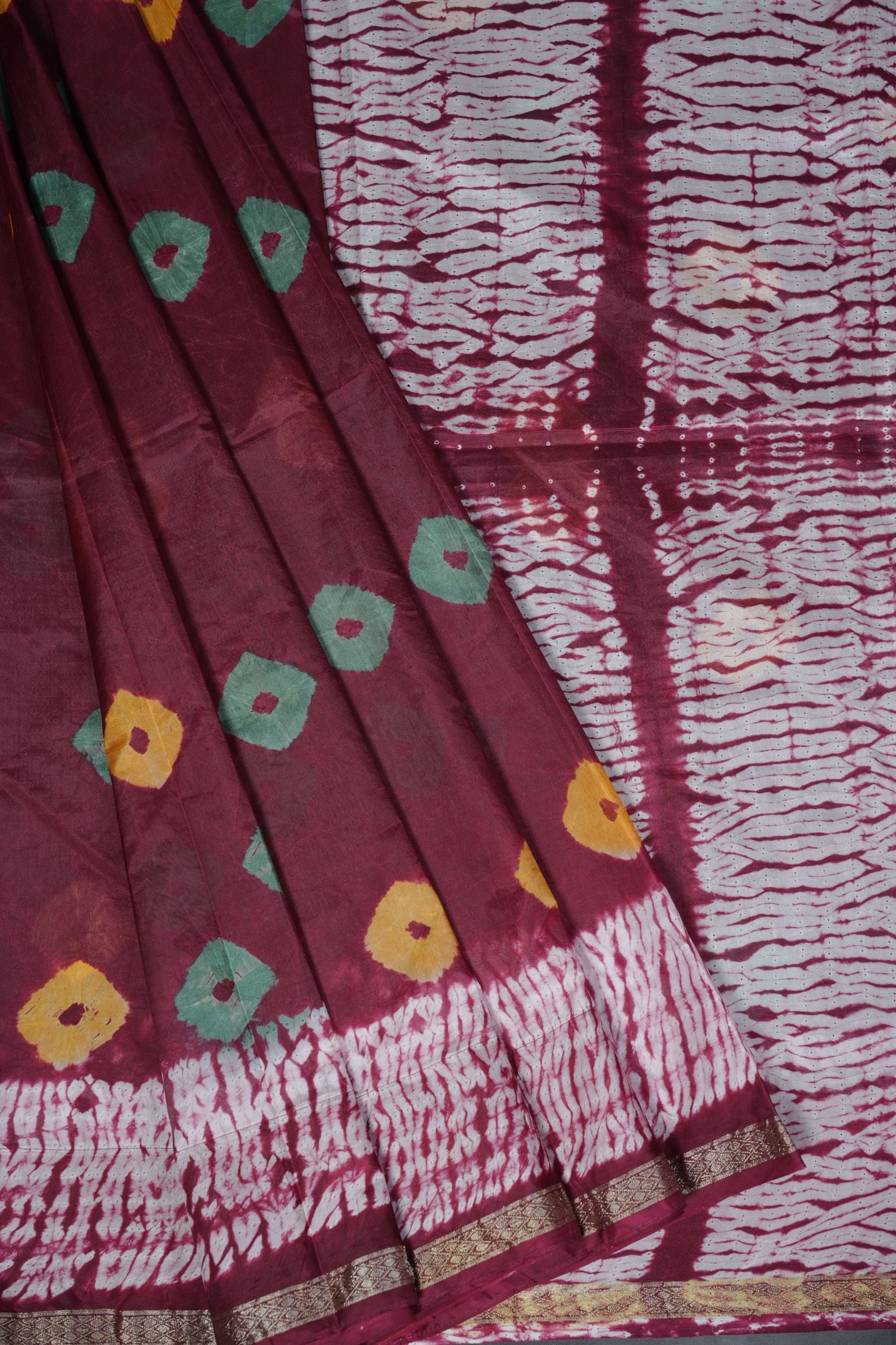 Exquisite RAW SILK SHIBORI Sarees: Real Bandini and Zari Border