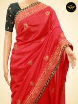 Art Silk Saree With Embroidery Pattern Fully stitched Blouse