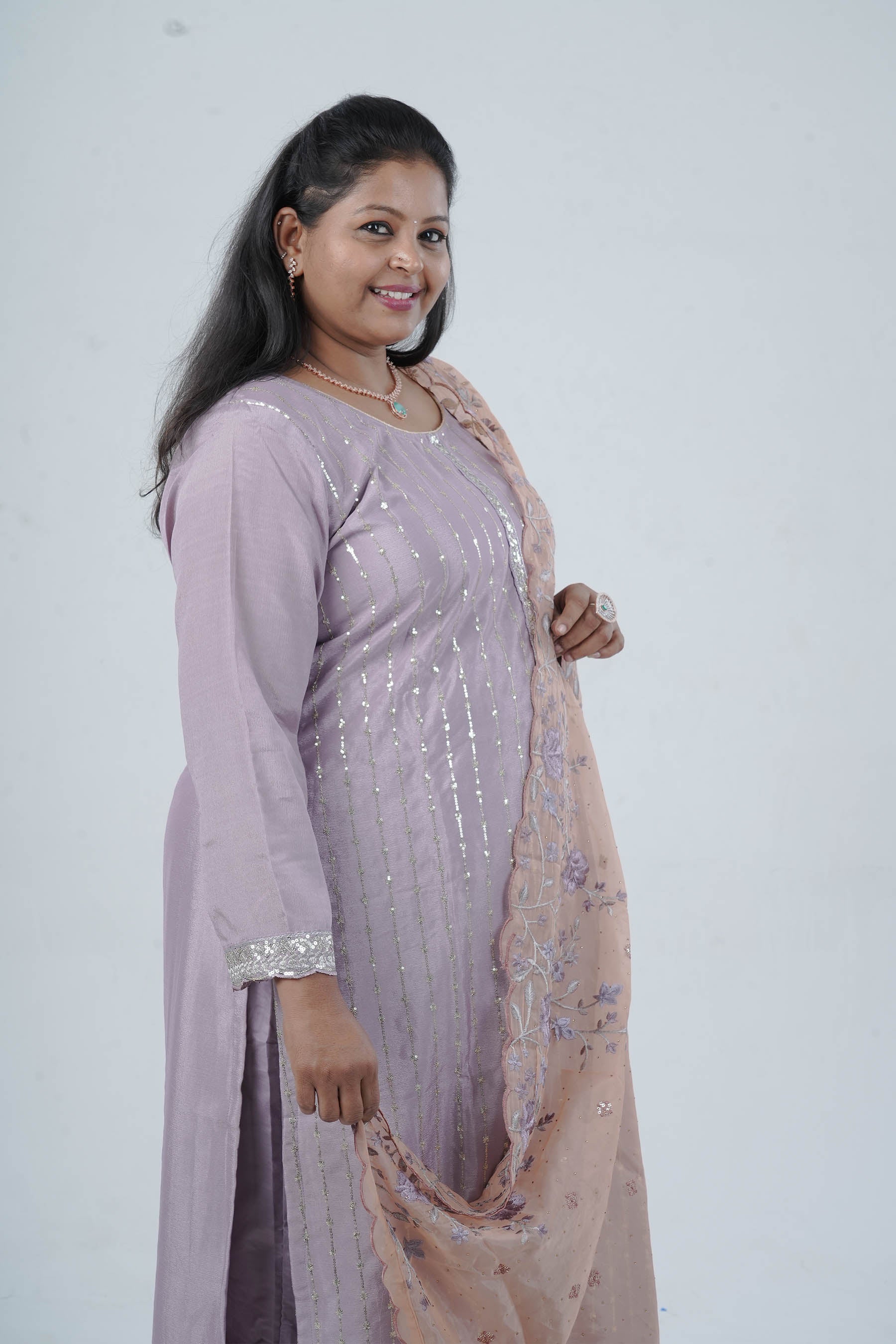 Embroidered Chinnon Kurti with Sequins | Stylish Ethnic Wear KURTI JCS Fashions