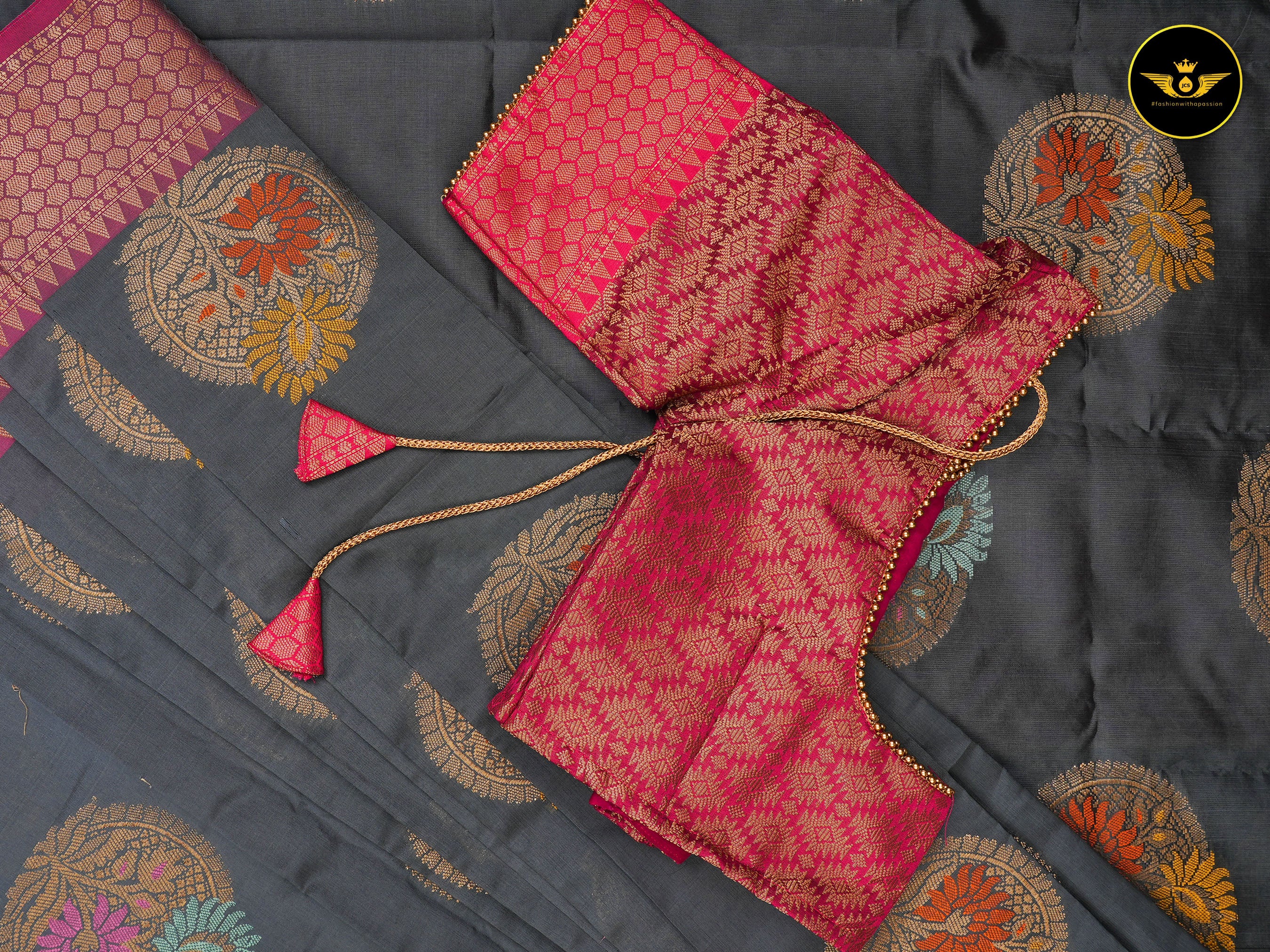 Soft Semi Silk Saree With Fully Stitched Jacquard Blouse