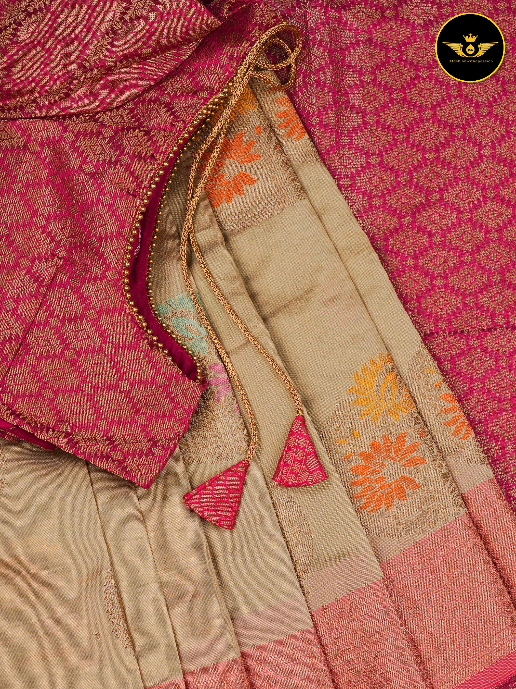 Indian Soft Semi Silk Saree With Fully Stitched Blouse