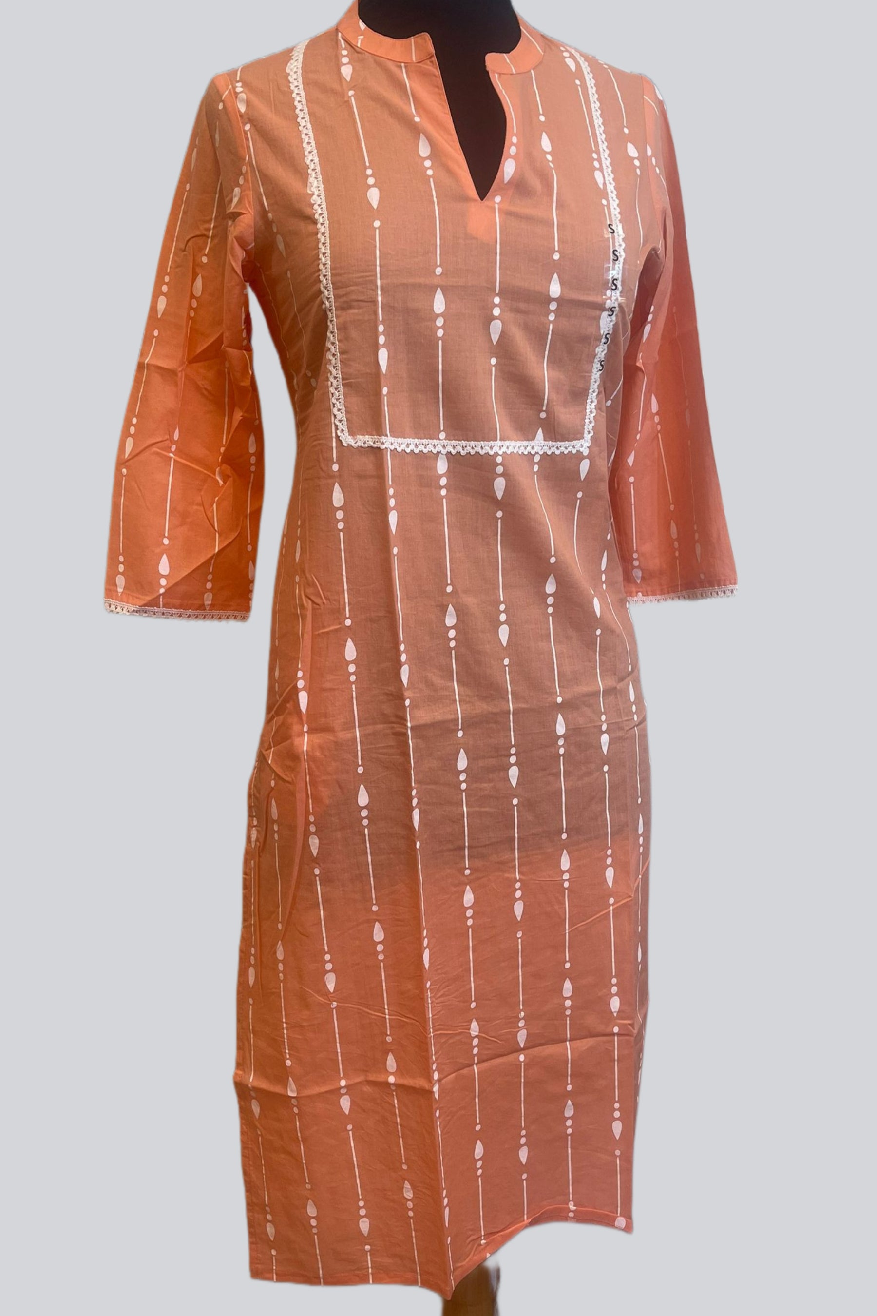 Breathe Easy in Our Chic Cotton Kurtis – JCSFashions Comfort Collection Kurti JCS Fashions Peach X-Small (34)