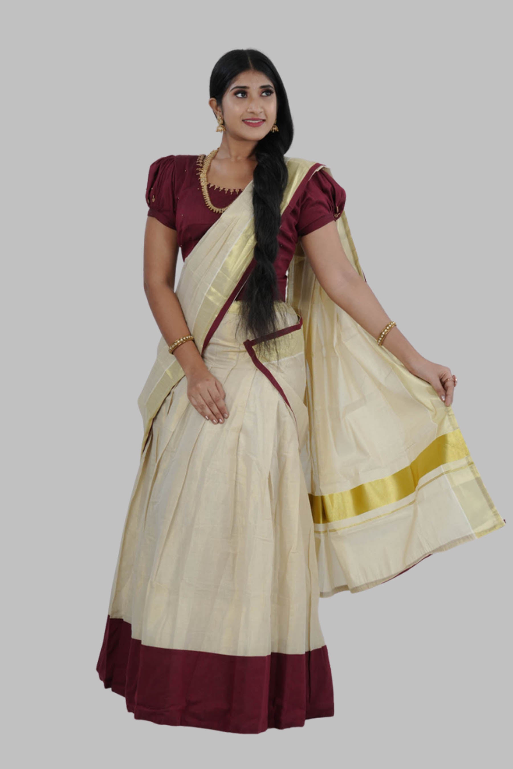 High-quality Kerala Cotton Lehenga Set in Golden Tissue fabric LEHENGA JCS Fashions