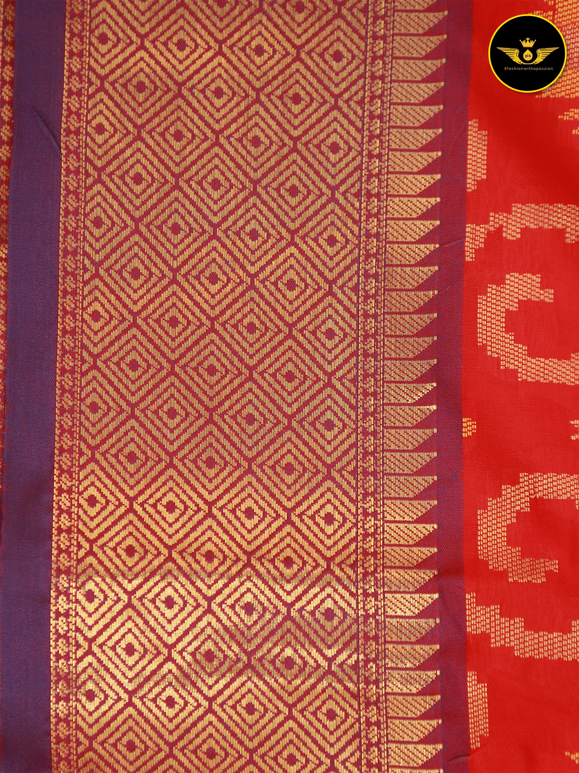 Banarasi Handloom Saree: All-Over Zari Butta with Contrast Border SAREE JCS Fashions