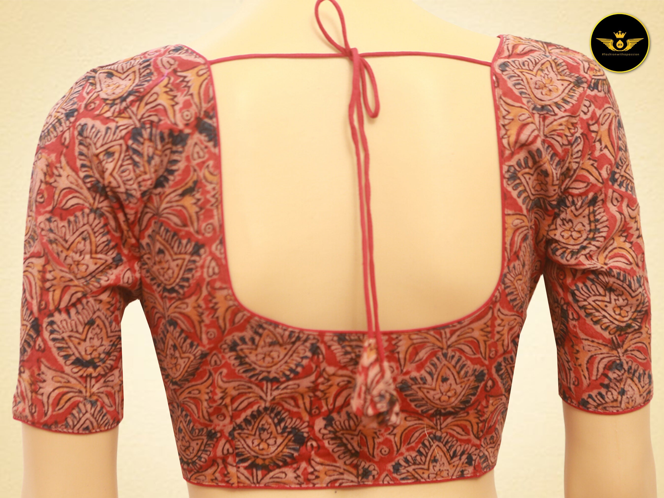 Stunning Kalamkari Cotton Fabric Readymade Padded Blouse Blouse JCS Fashions