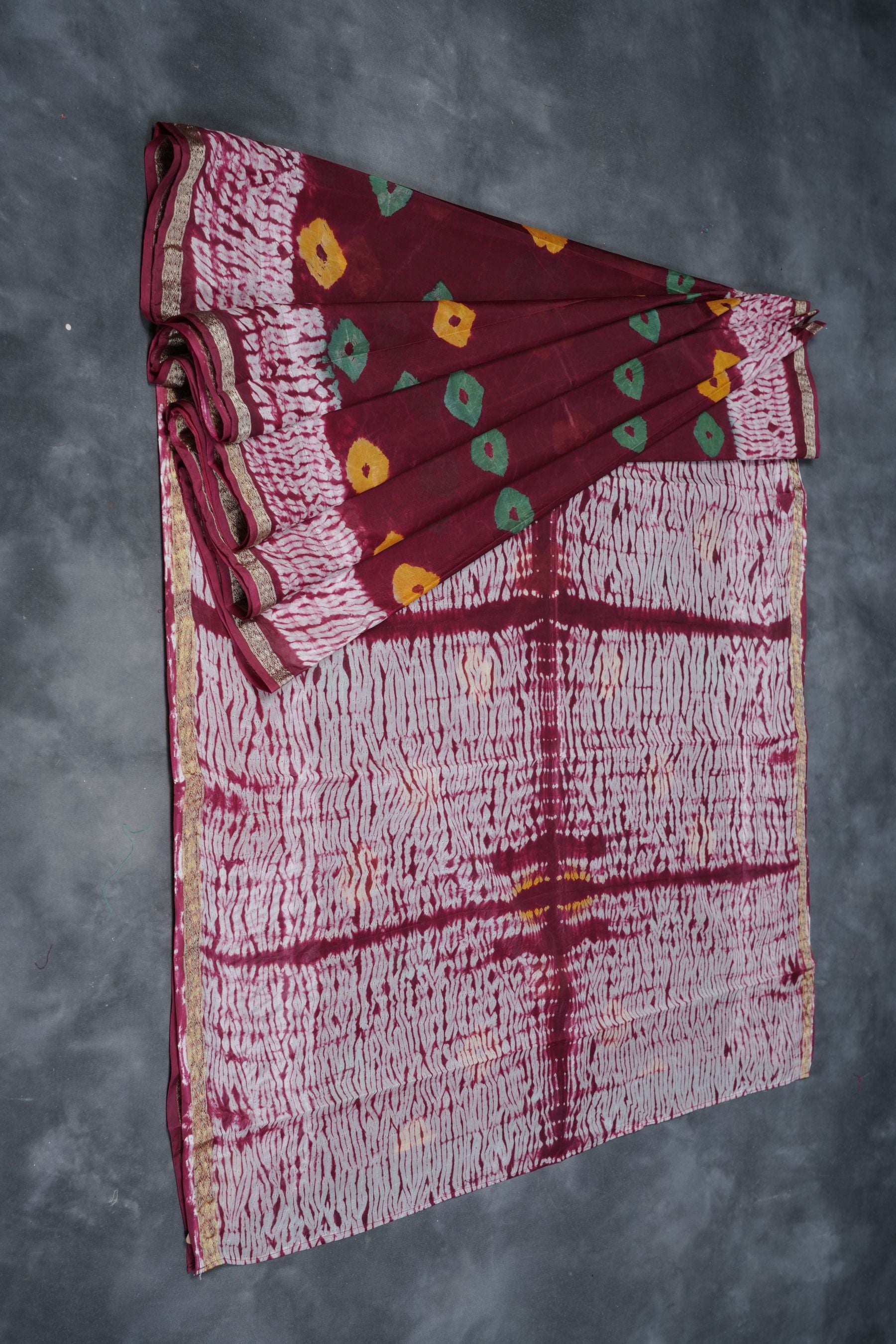 Exquisite RAW SILK SHIBORI Sarees: Real Bandini and Zari Border