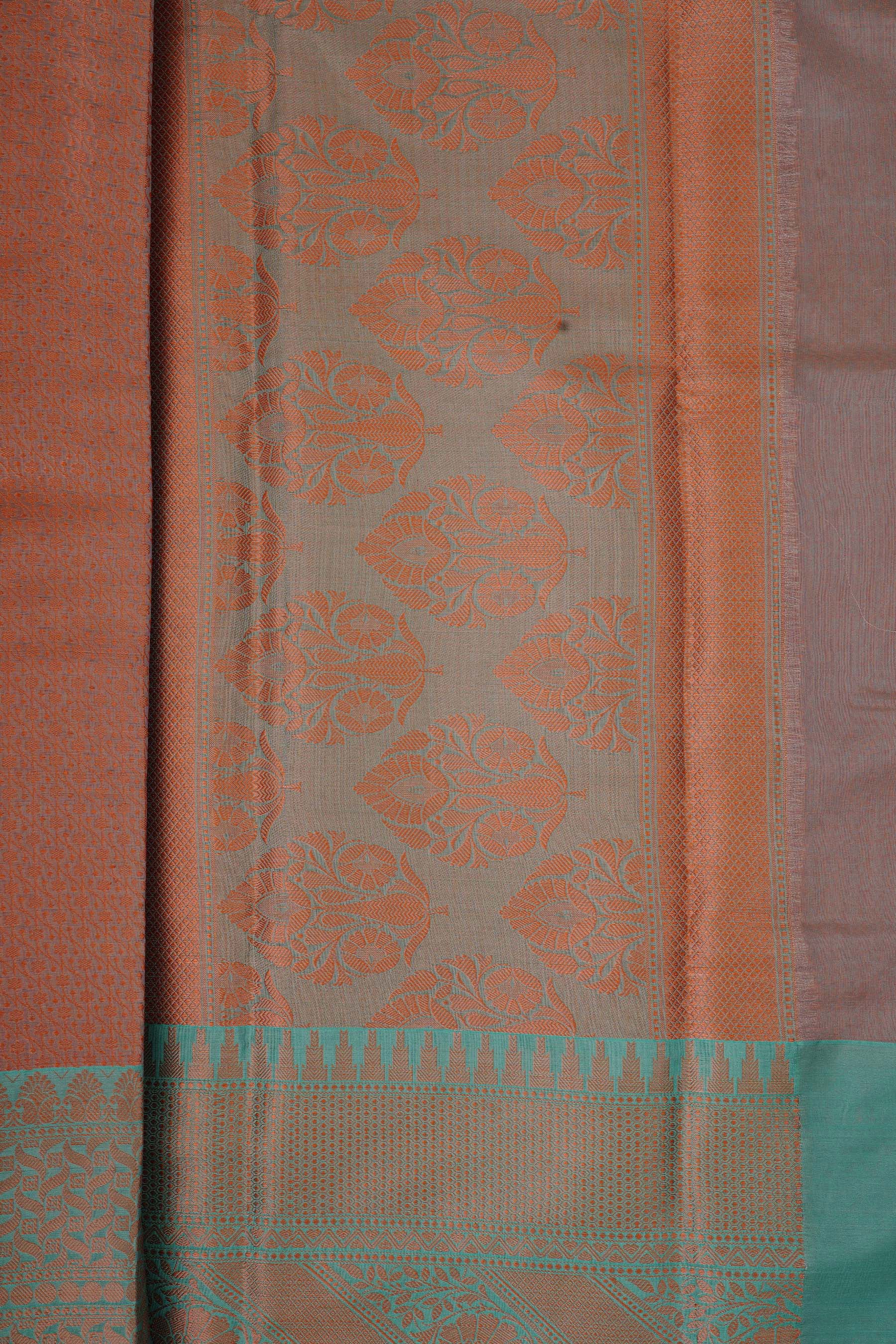 Radiant Banarasi Copper Soft Silk Saree with Designer Contrast Blouse Saree JCS Fashions