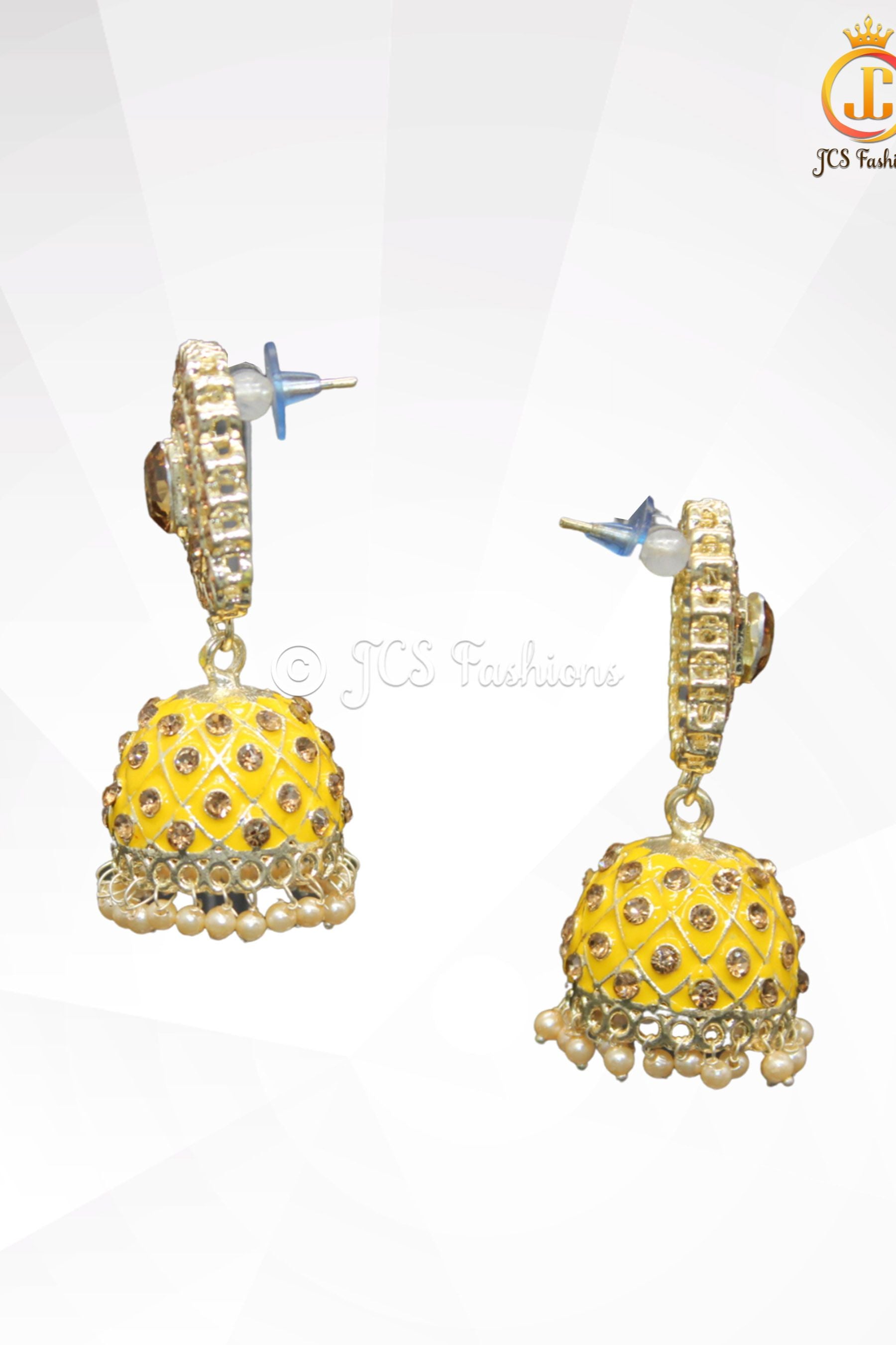 Kundan Jhumka Earrings with Stones and Pearls Jewelry JCS Fashions