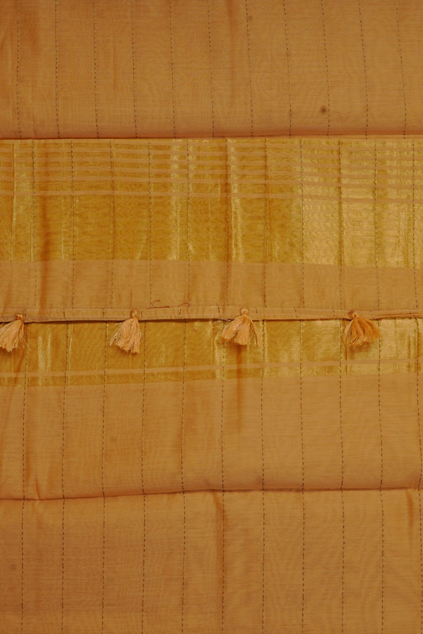 Gold Kanchi Organza Saree with Kanchi Border - Fully Stitched Blouse