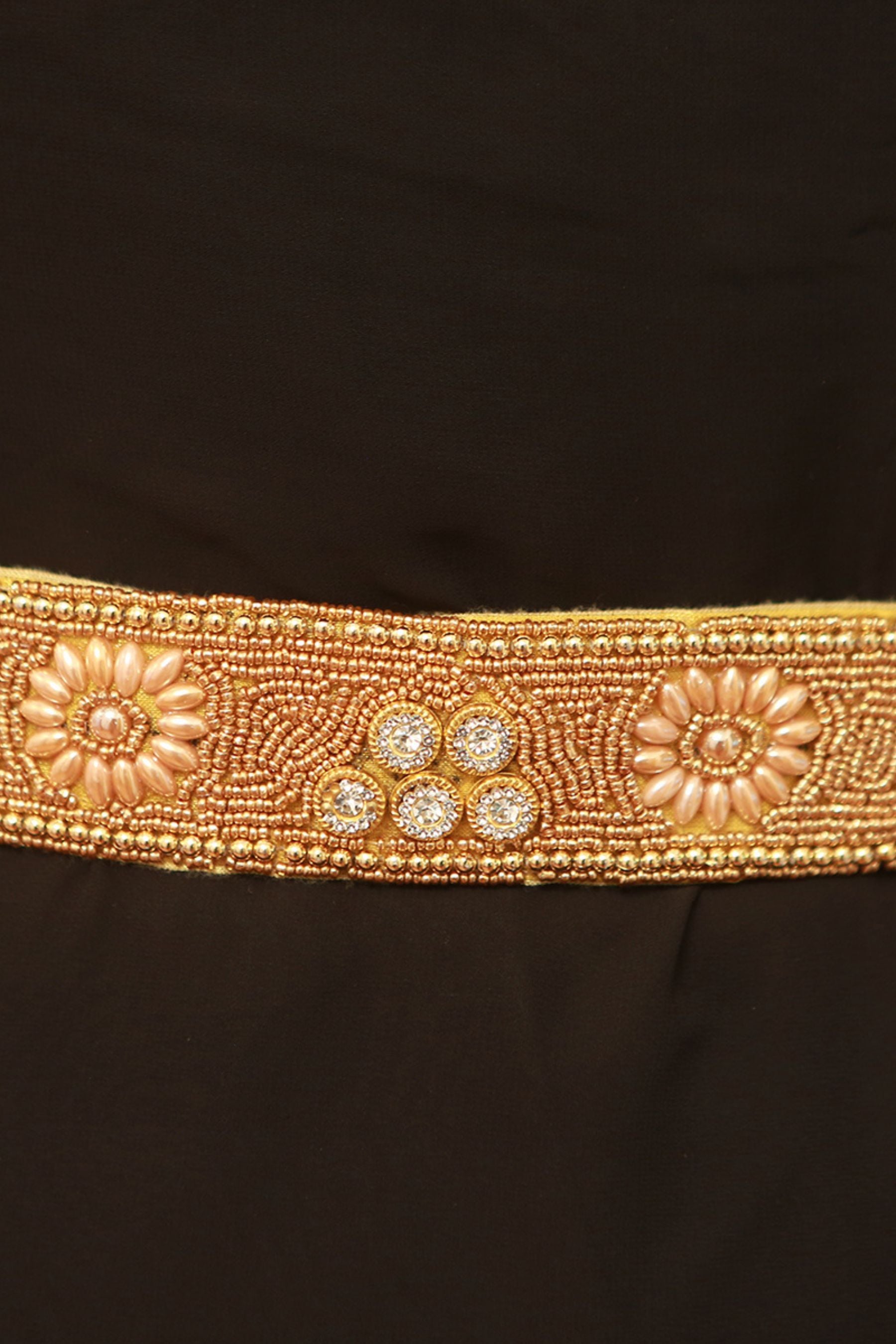 Golden Radiance: Aari & Maggam Work Hip Belt, White Stones | JCSFashions Jewelry JCS Fashions