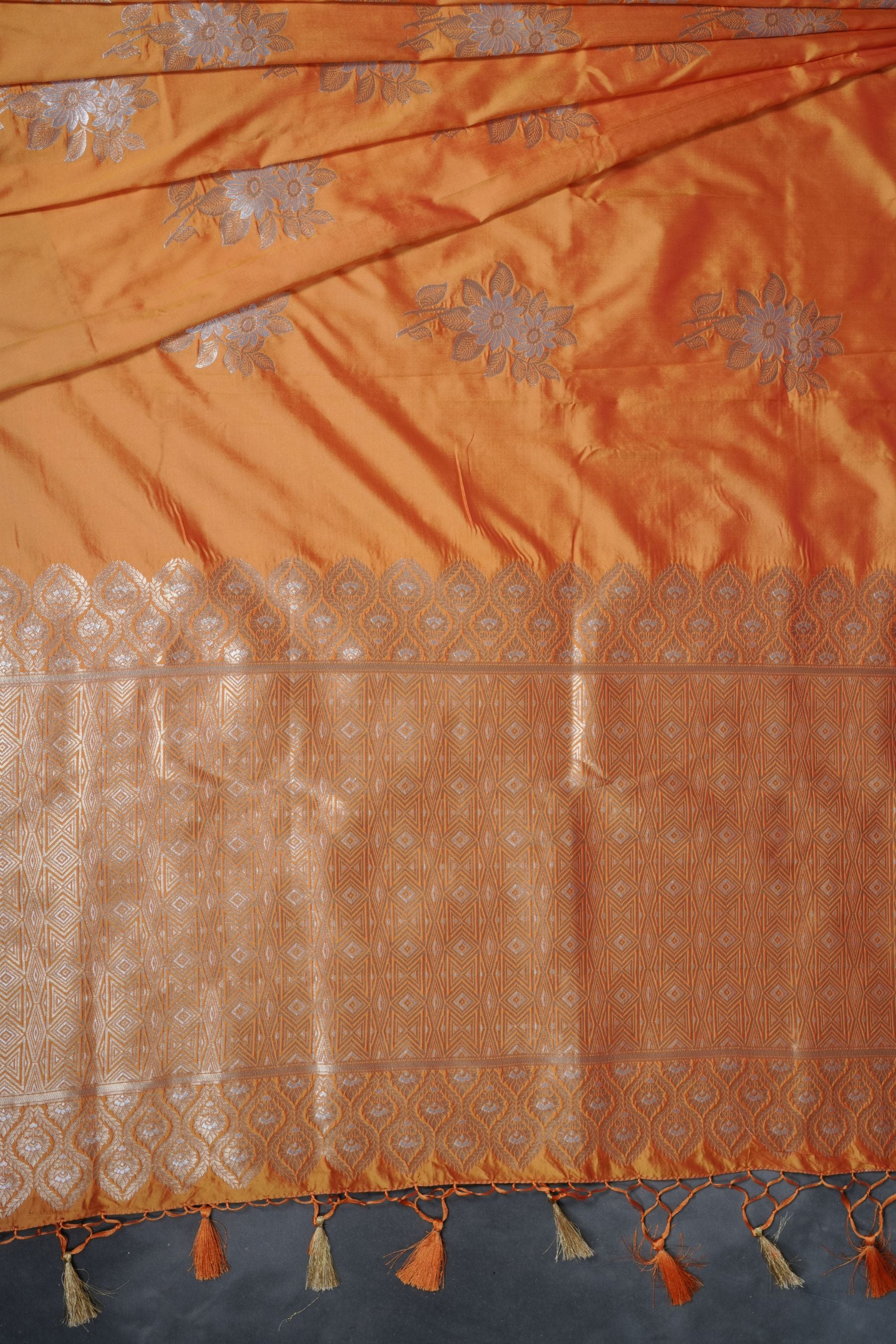 Soft Silk Sarees with Allover Antic and Silver Motifs at JCS Fashions