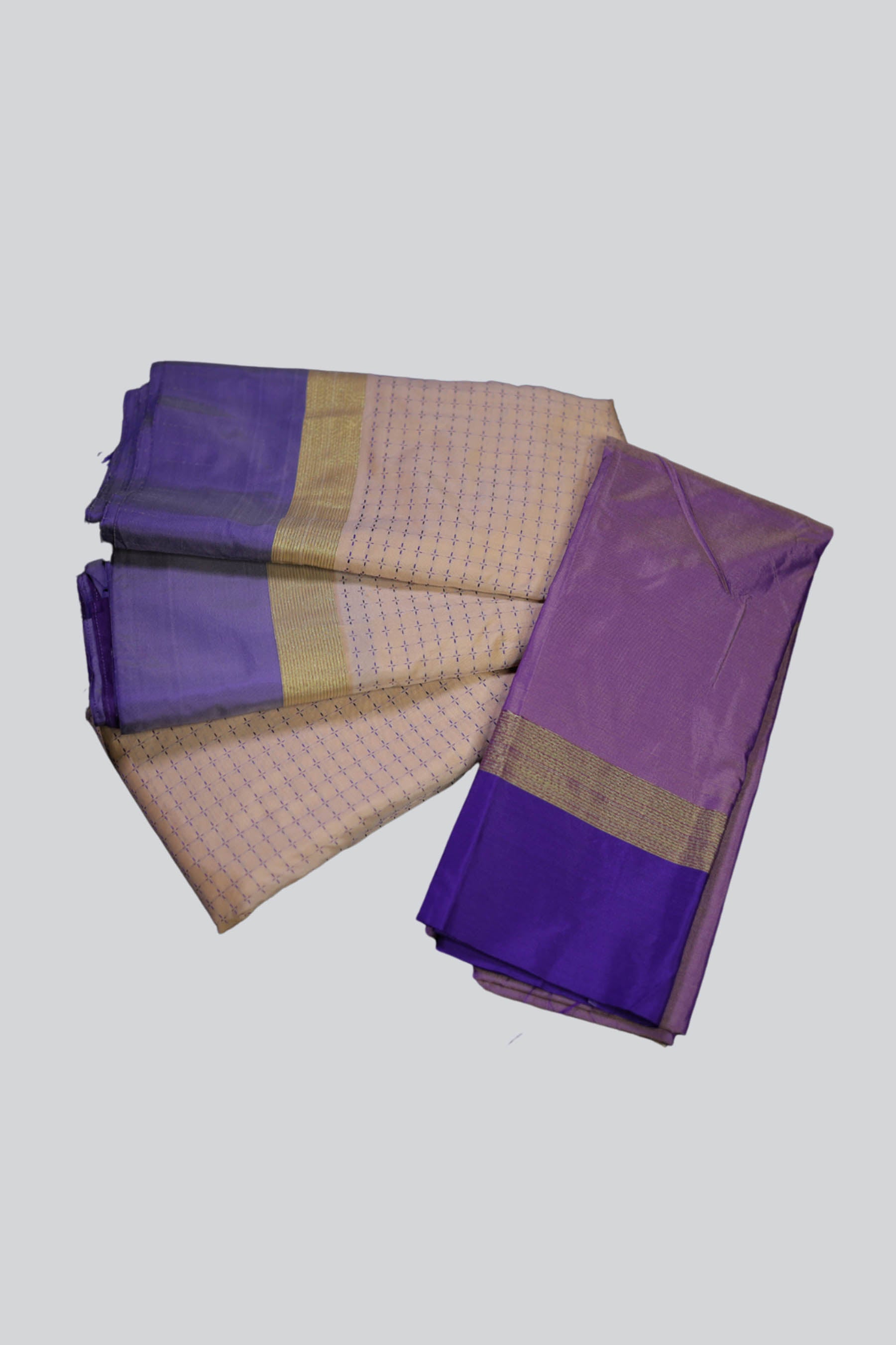 Elegant Semi-Silk Saree with Intricate Zari Detailing - Ethnic Wear Saree JCS Fashions Cream With Violet 5.5 meters