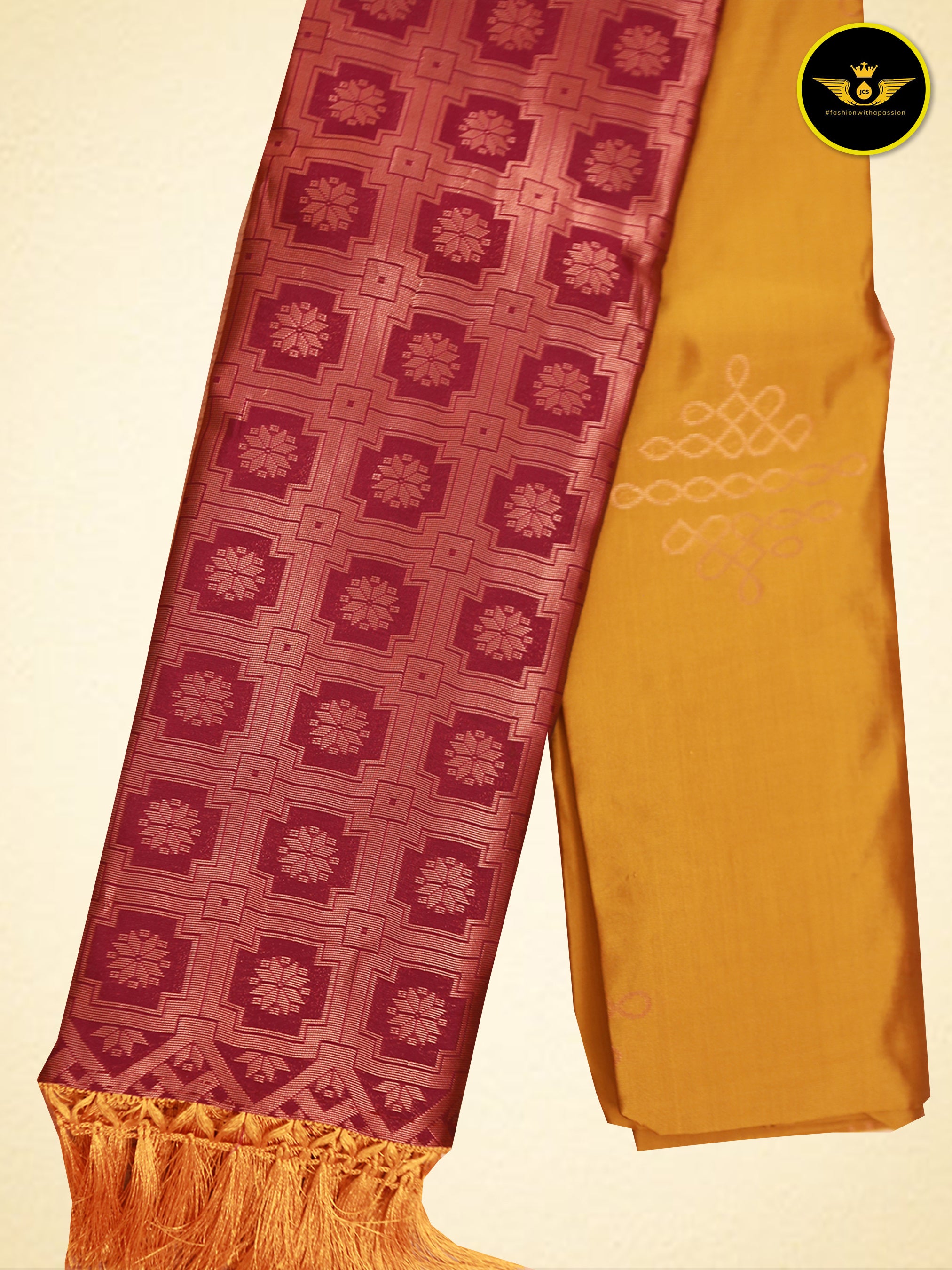 Exquisite Rangoli Art Silk Saree with Kolam Design - Lightweight Saree JCS Fashions Red 5.5 meters