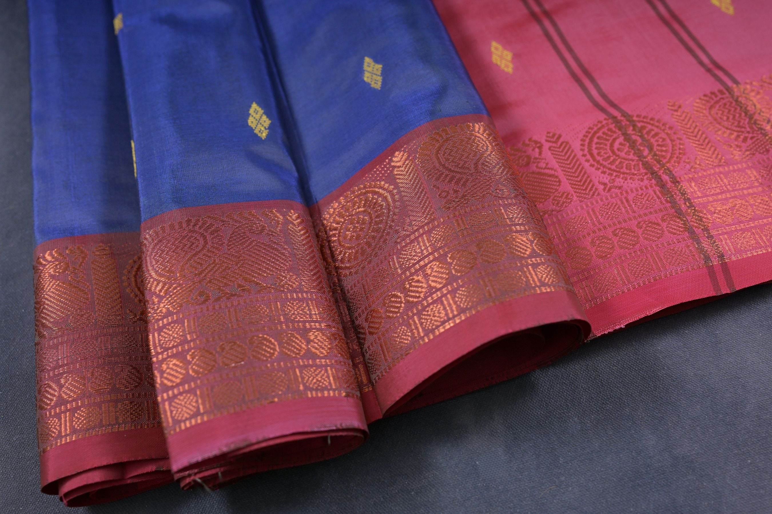 Banana Pith Saree with Rich Copper Zari Border - Indian Craftsmanship Saree JCS Fashions