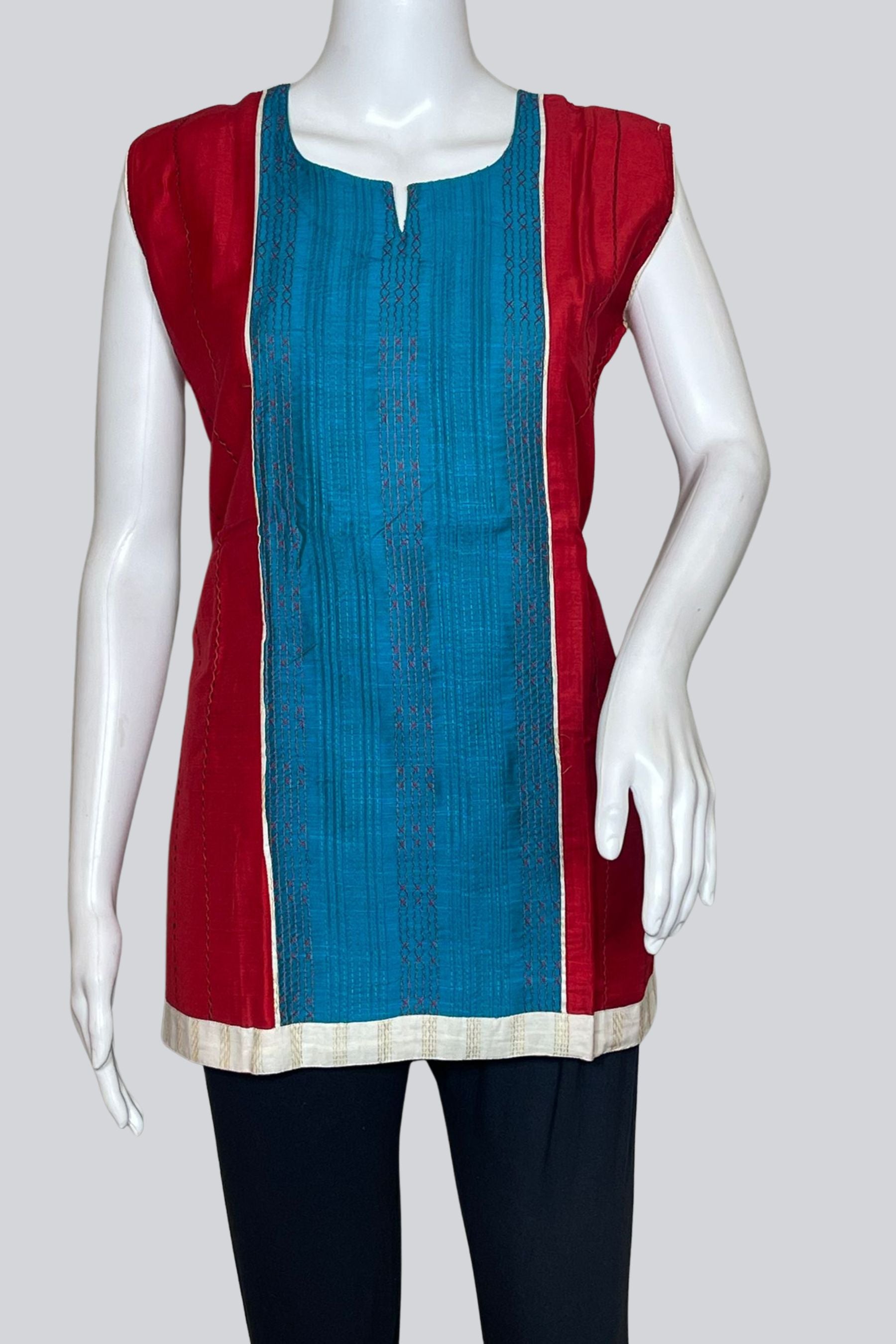 Crisp Comfort: Pure Cotton Kurti - Elevate Style at JCS Fashions KURTI JCS Fashions Blue X-Large (42)