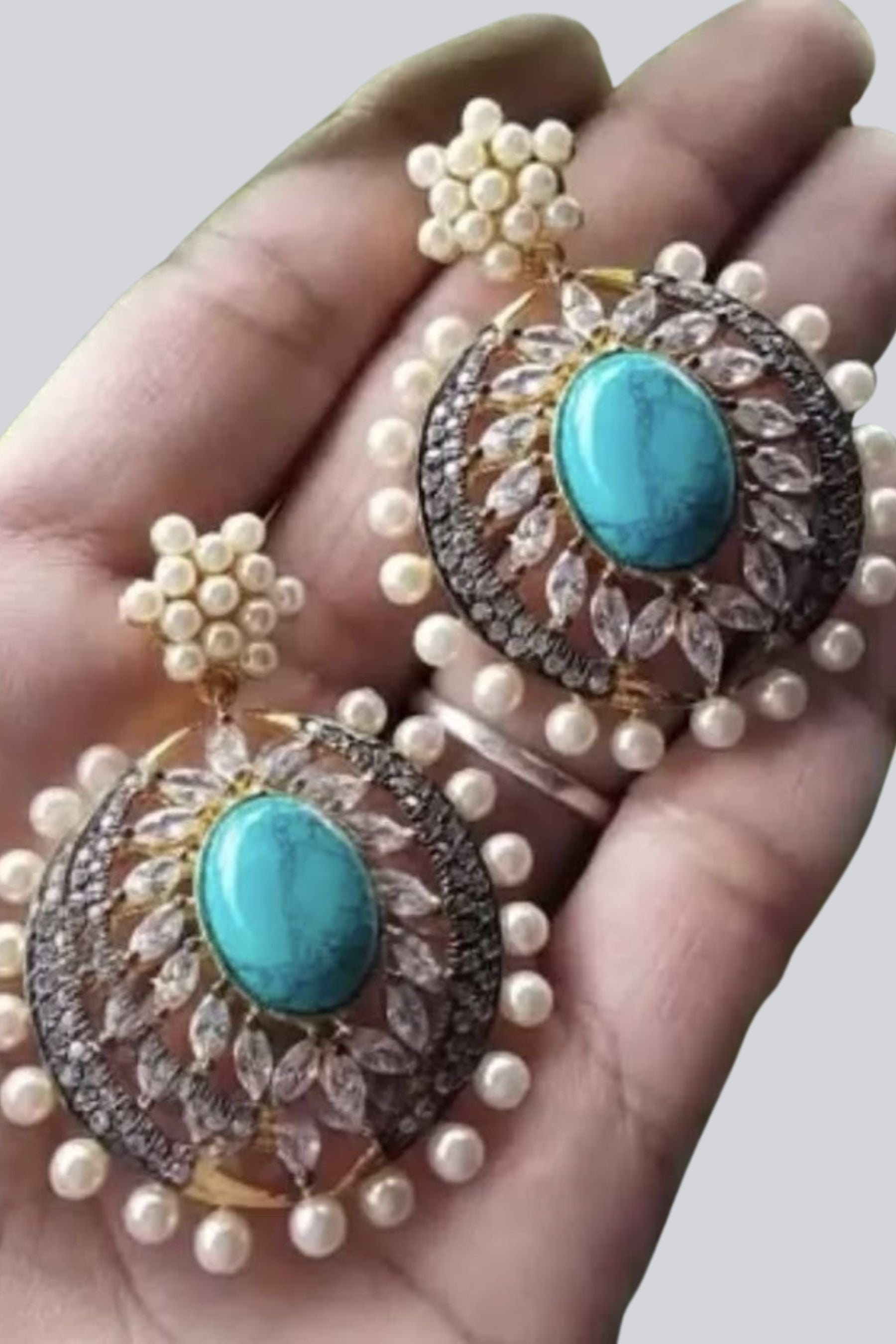 JCS Fashions Kundan Earrings - Timeless Elegance for Every Occasion Jewelry JCS Fashions Blue & White