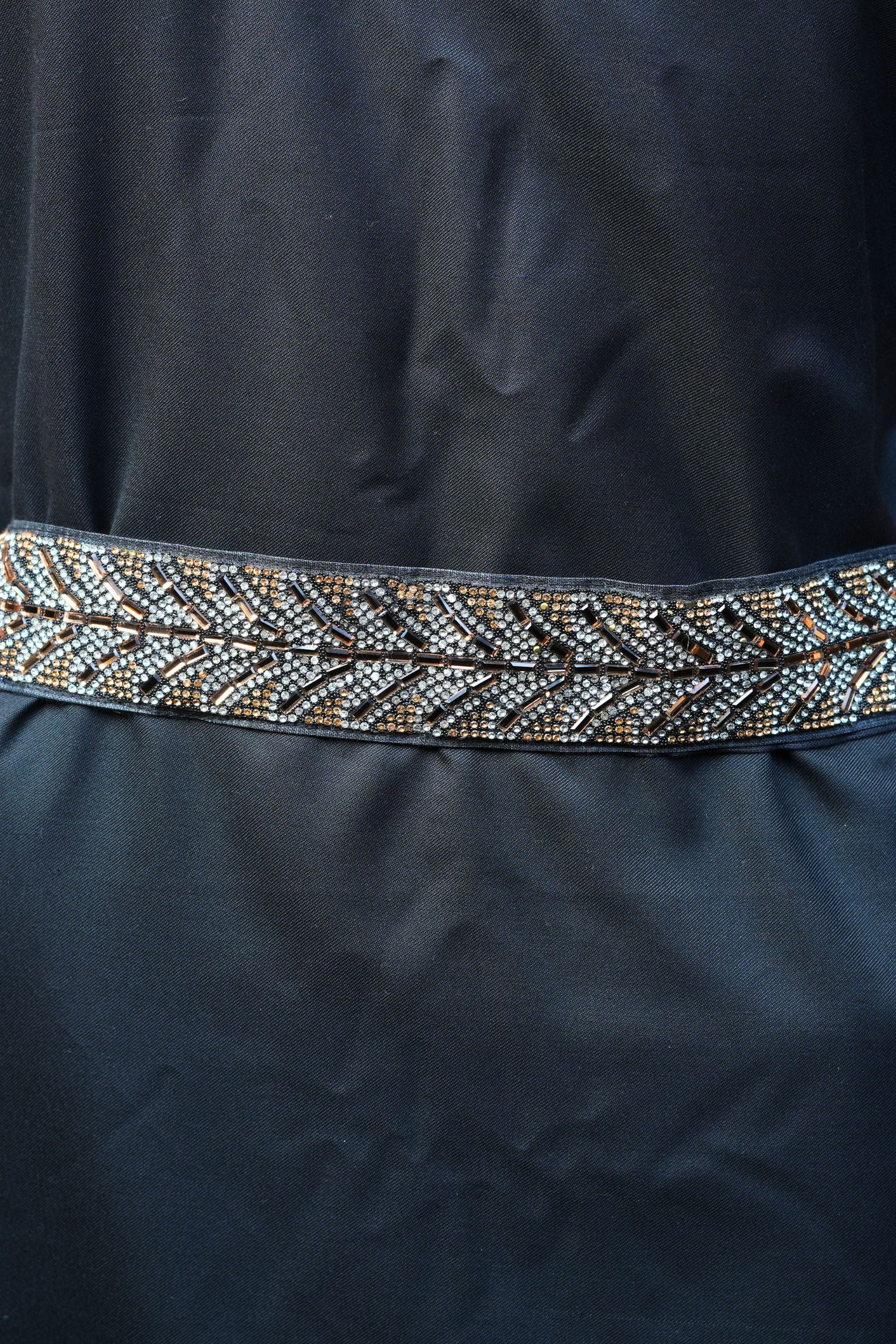 Black Elegance: Stone-Embellished Fancy Hip Belt | JCSFashions