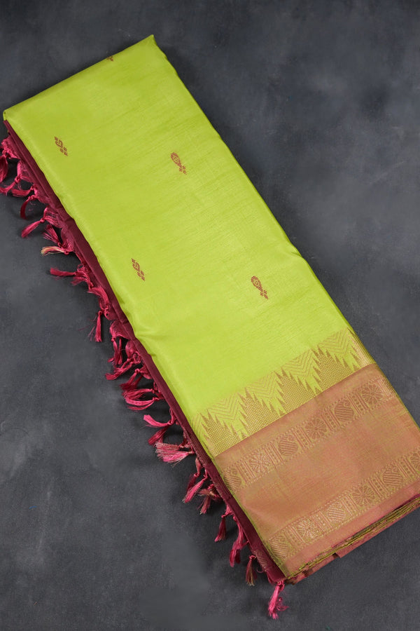 Eco-Friendly Banana Pith Saree with Gold Zari Border - JCS Fashions