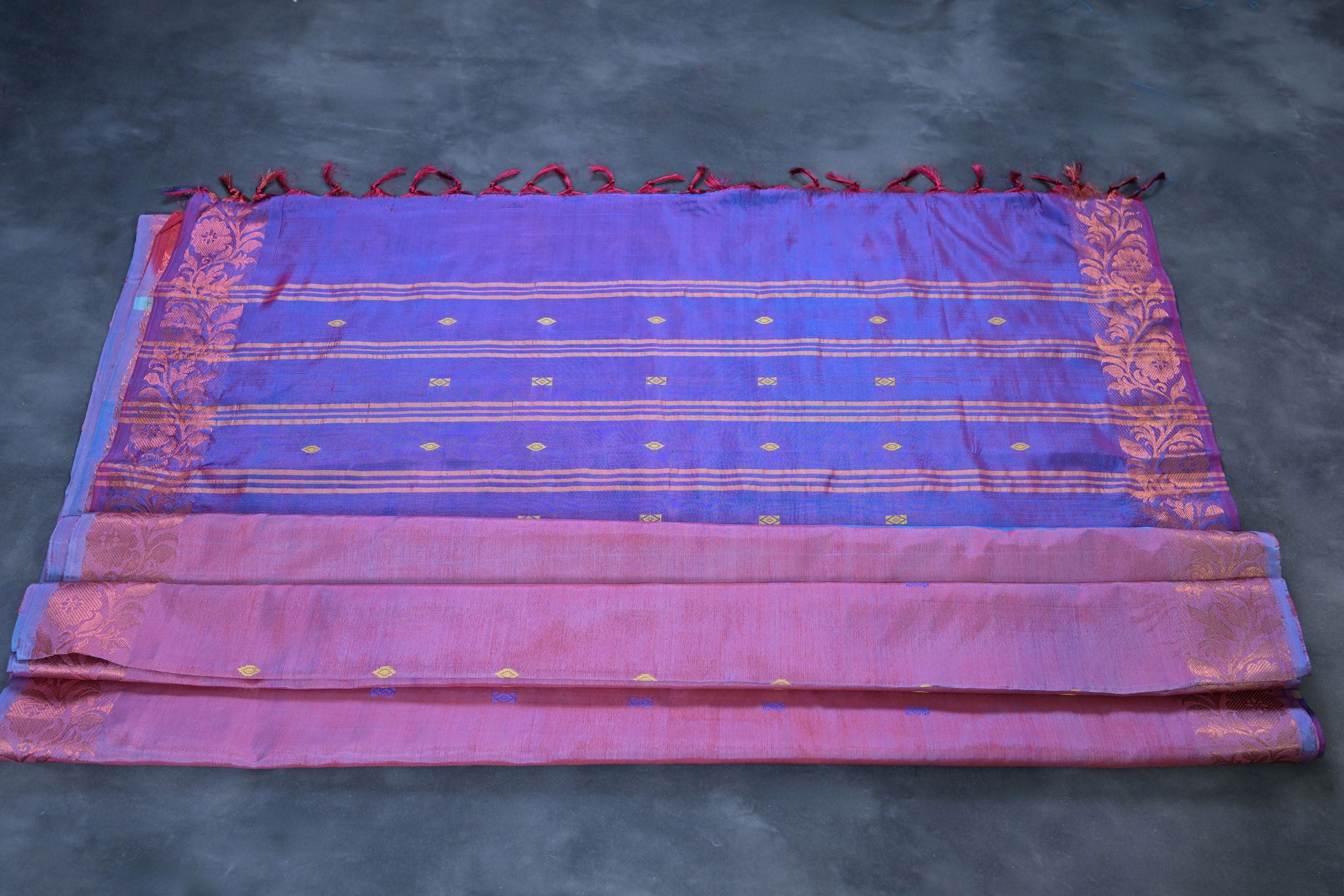 Handcrafted Vaazhai Naar Saree with Luxe Copper Zari Border Saree JCS Fashions