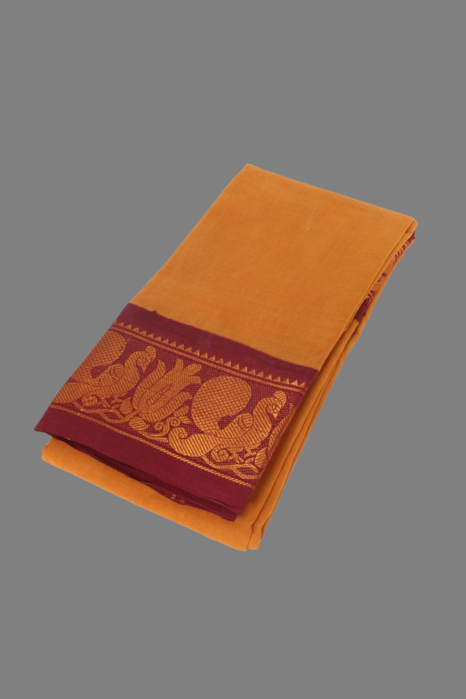 Traditional Madurai Sungudi Cotton Saree with Zari Border &Peacock Design