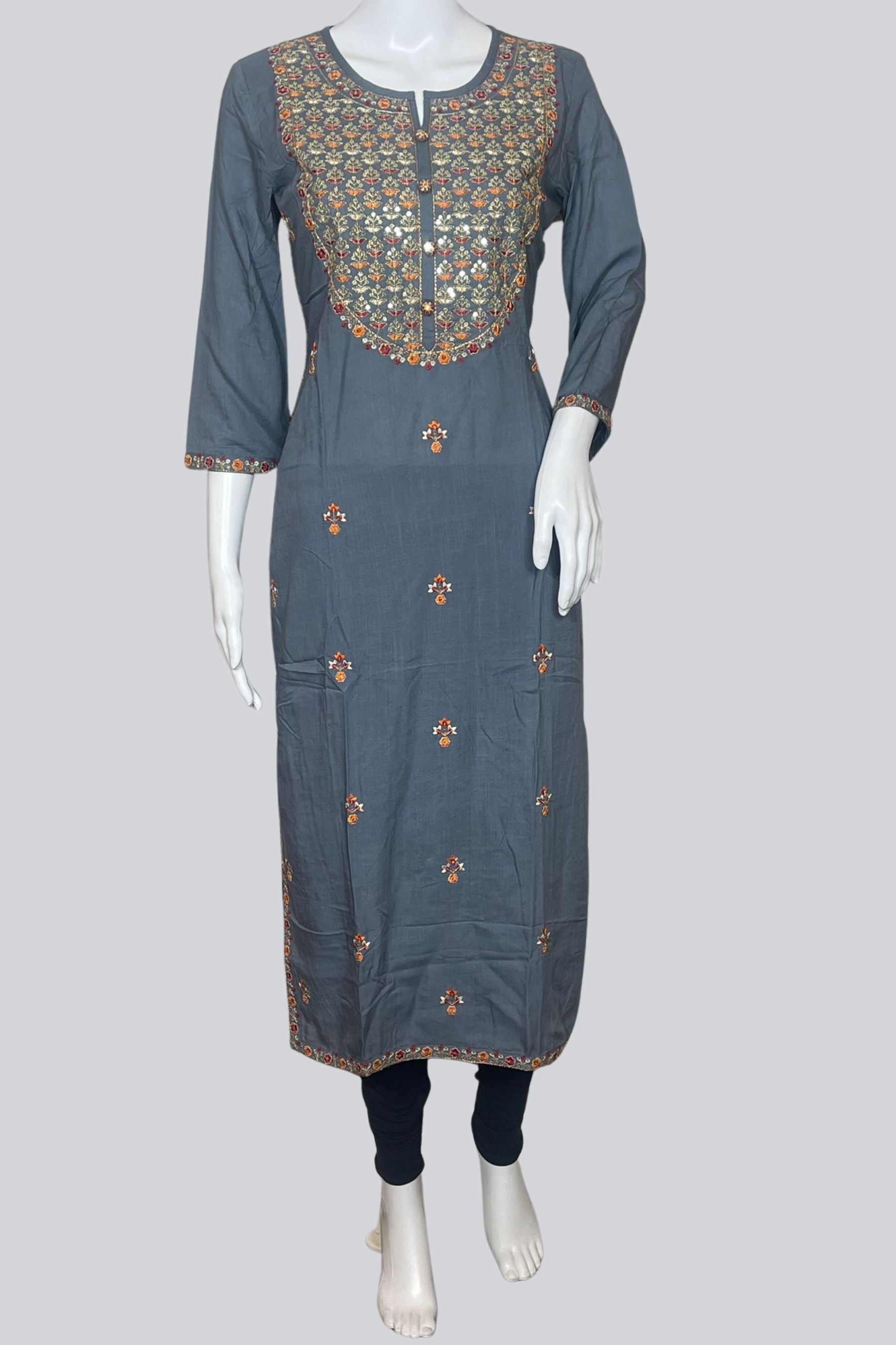 Chic Rayon Kurti: Effortless Elegance | Length 46" - JCS Fashions KURTI JCS Fashions Grey Medium (38)