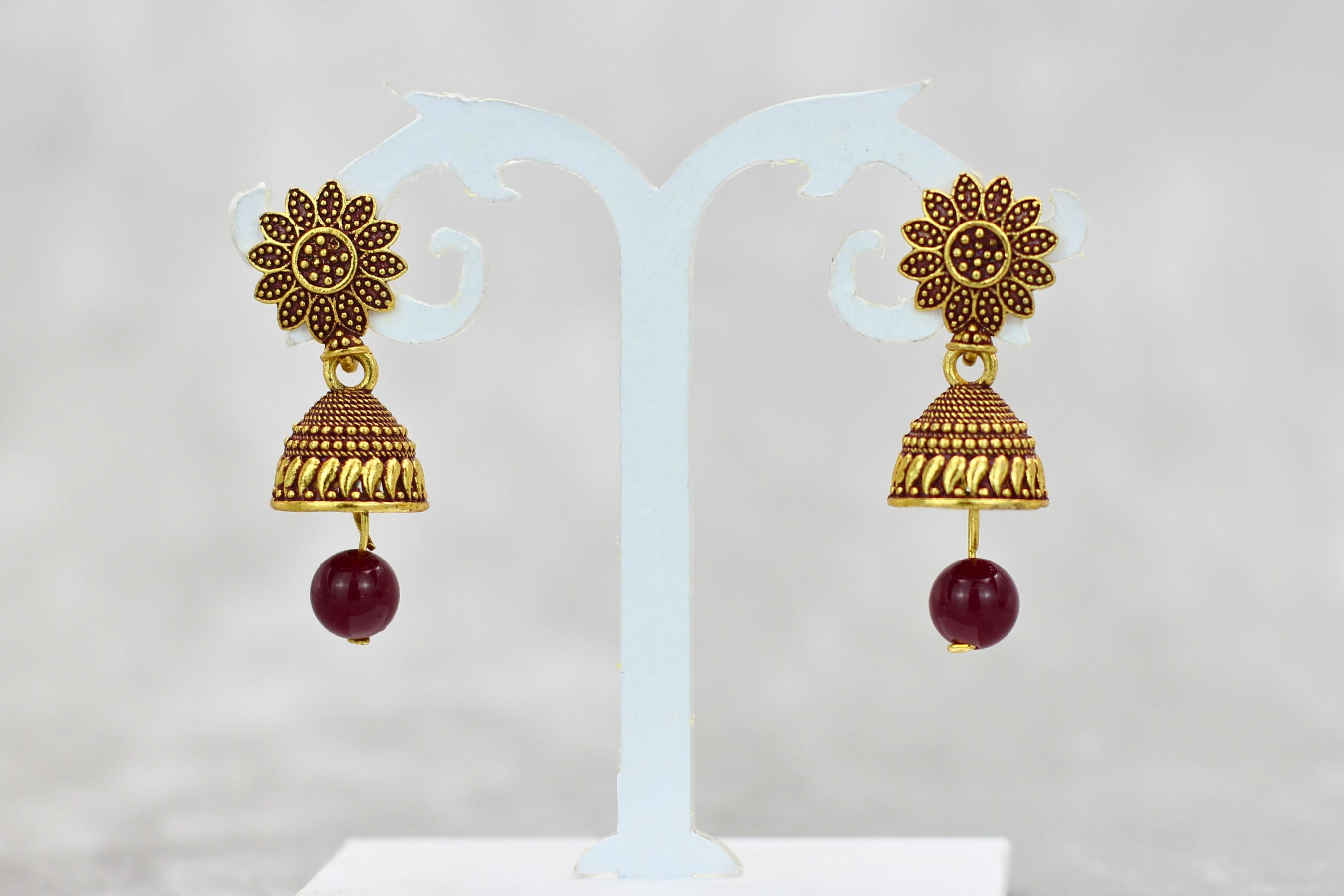 JCS Ethnic-Western Fusion Small Jhumkis: Radiant Gold-Plated Earrings