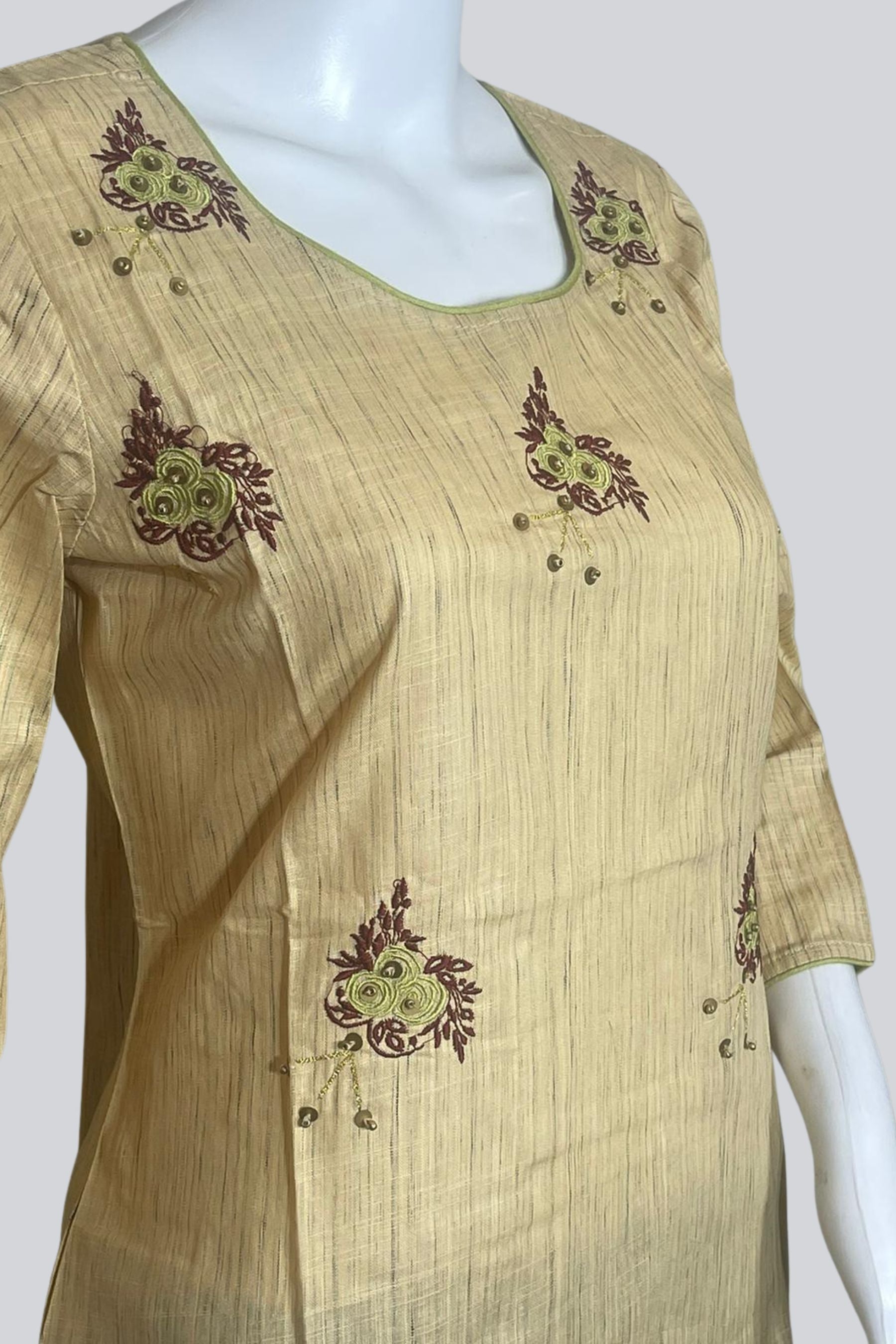 Pure Cotton Kurti with Beads & Embroidery - Comfortable & Versatile KURTI JCS Fashions