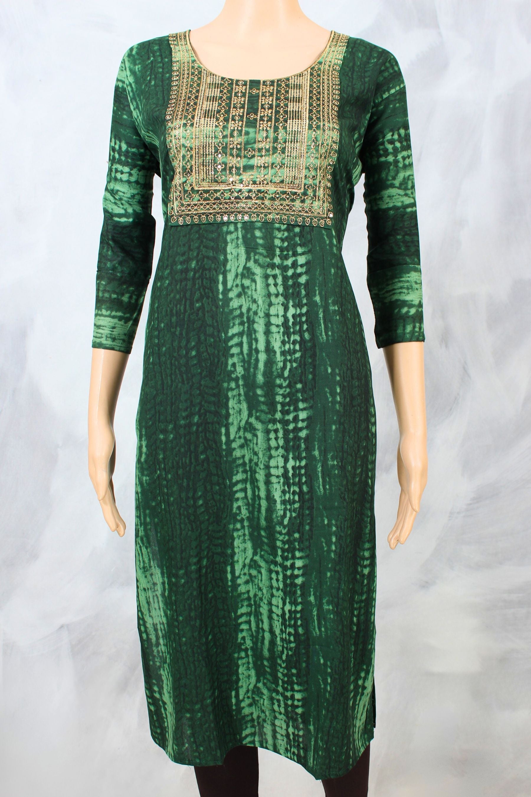 Elegant Rayon Kurti with Enchanting Zari Embroidery - JCSFashions KURTI JCS Fashions Dark Green Large (40)