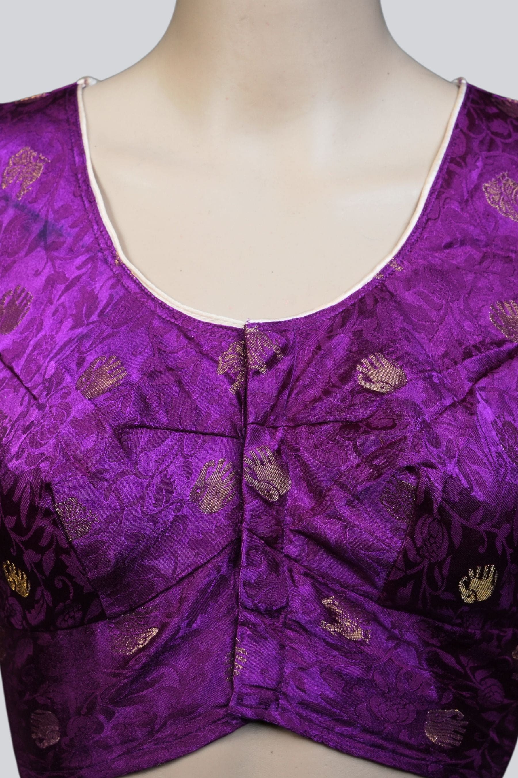 Purple Elegance: Brocade Blouse with Enchanting Elephant Motifs Blouse JCS Fashions