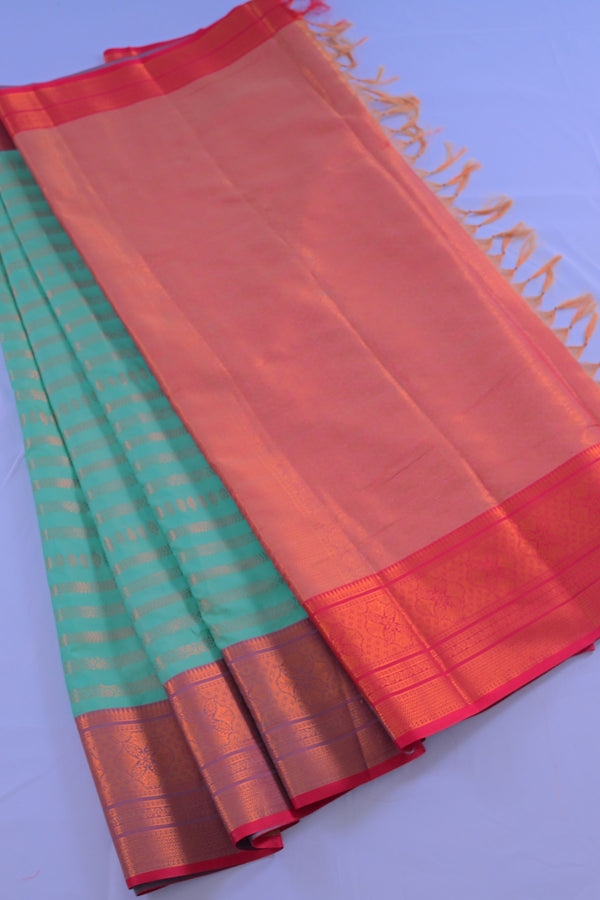 Elegant Semi-Silk Saree with Zari Lines & Dual Border - JCSFashions