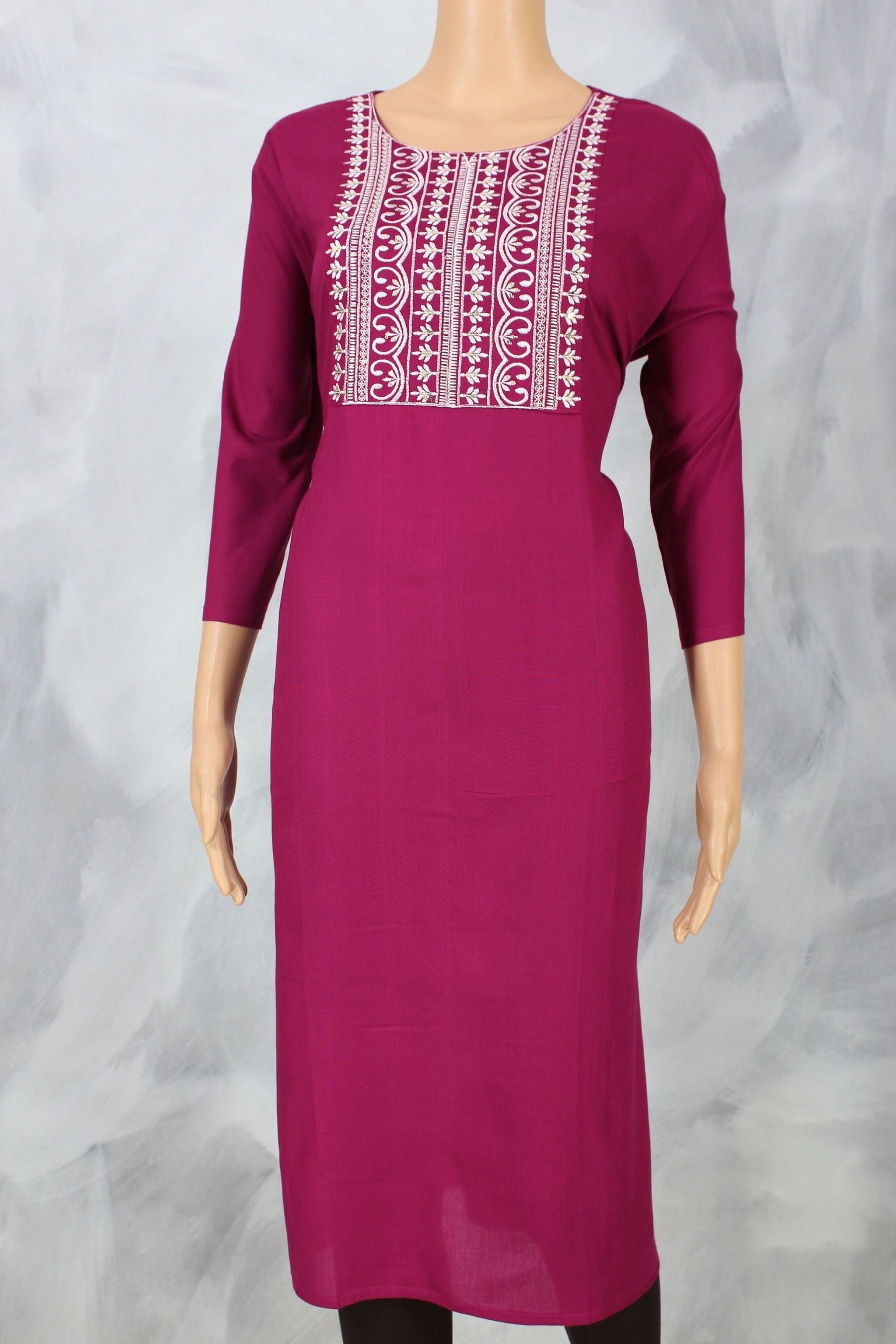 JCSFashions Elegant Embroidered Cotton Kurti with Sequin Highlights KURTI JCS Fashions Pink XXX-Large (46)