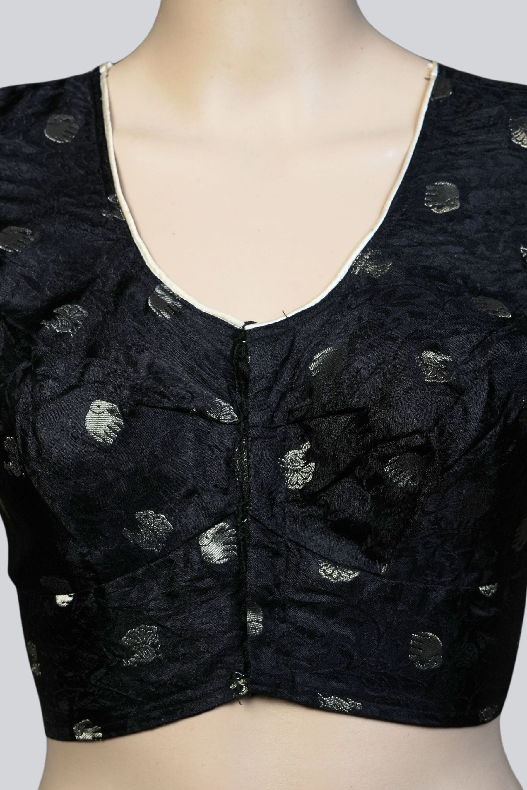 Elegance in Black: Brocade Blouse with Elephant Motifs – JCSFashions Blouse JCS Fashions