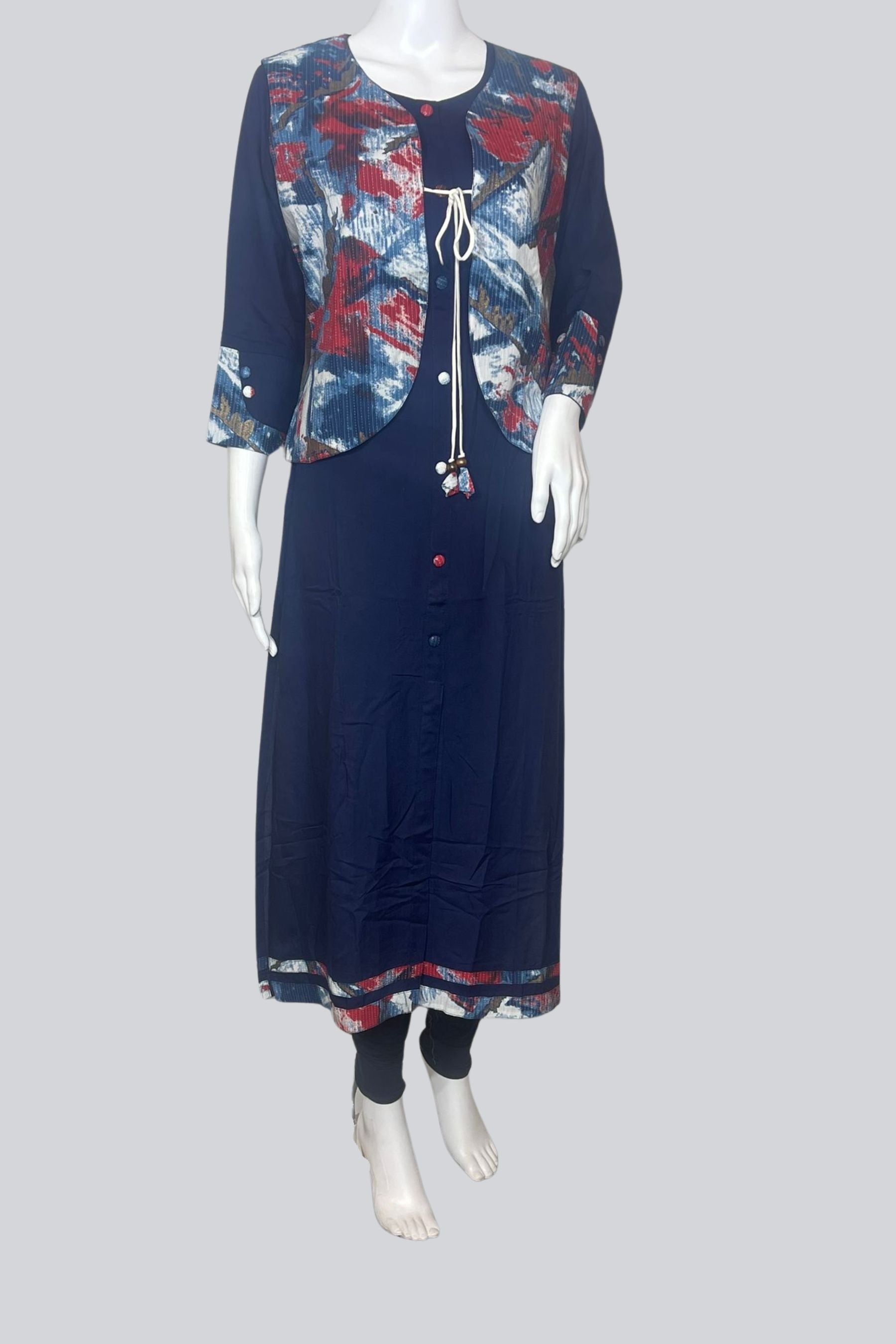 Chic Rayon Kurti: Style and Comfort at JCS Fashions KURTI JCS Fashions Navy Blue X-Large (42)