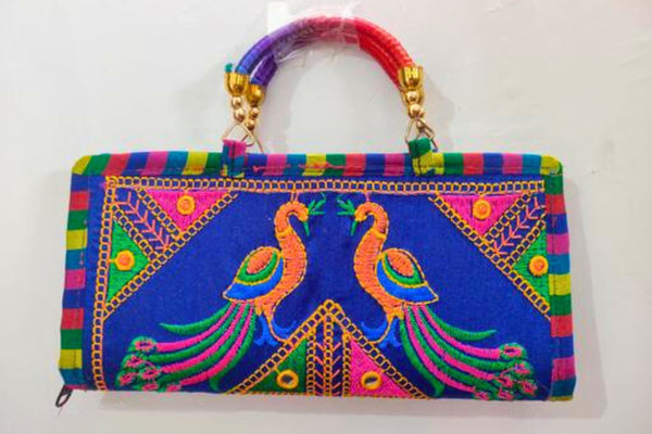 Traditional Rajasthani Embroidered Clutch - Chic Multicolored Accessory