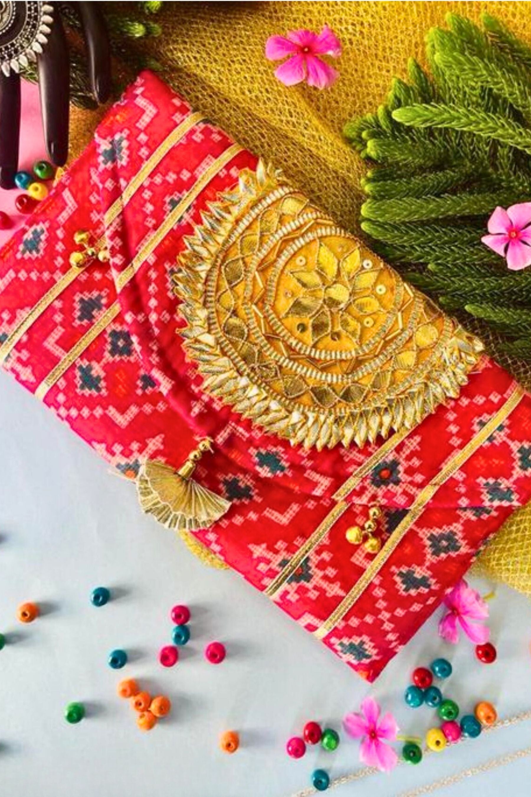 Hand-Embroidered Fabric Clutch Bag: Traditional for Special Festivities