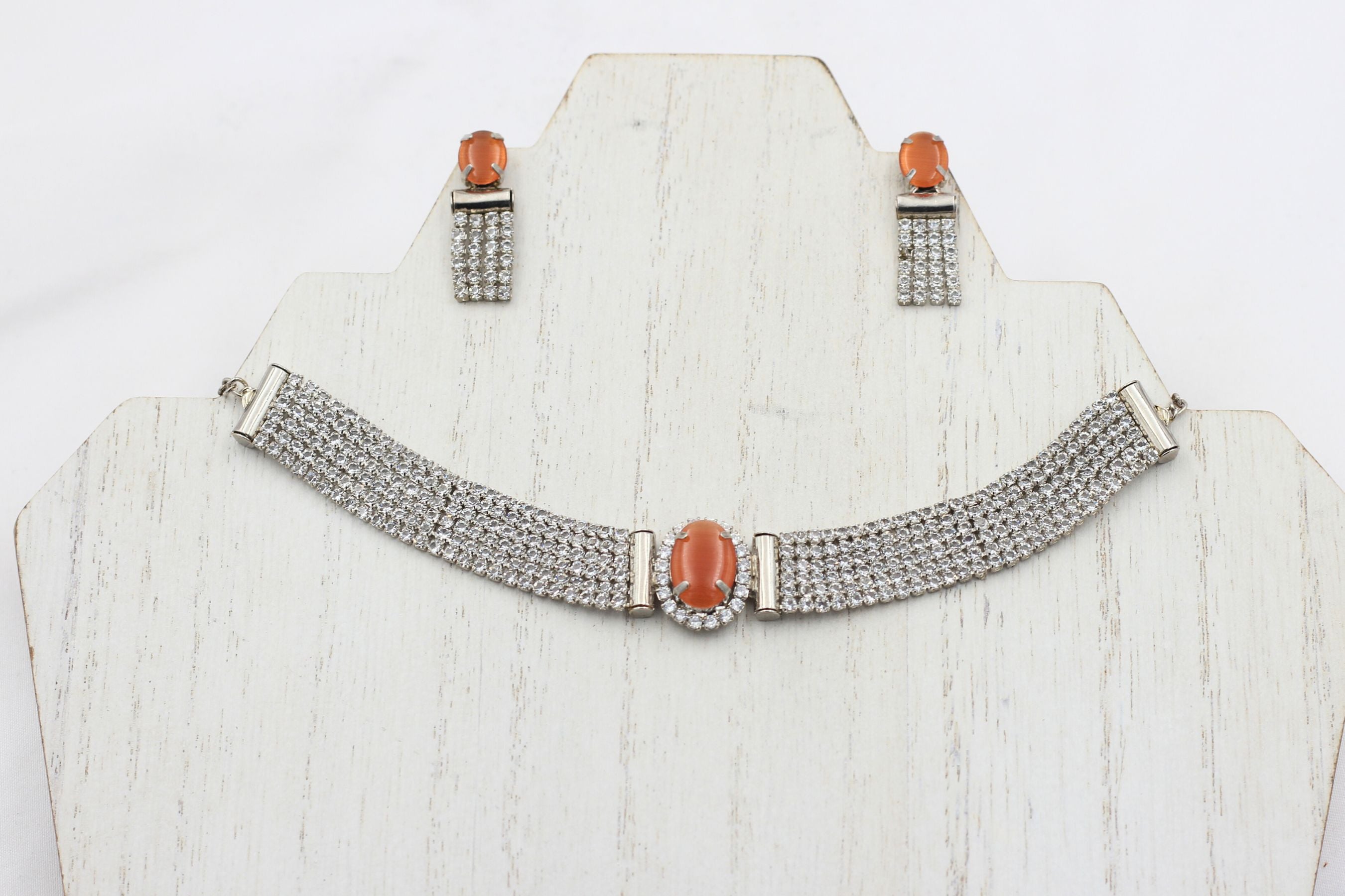 JCSFashions Elegant Jewelry Stone Choker Set with Complementary Earrings Jewelry JCS Fashions