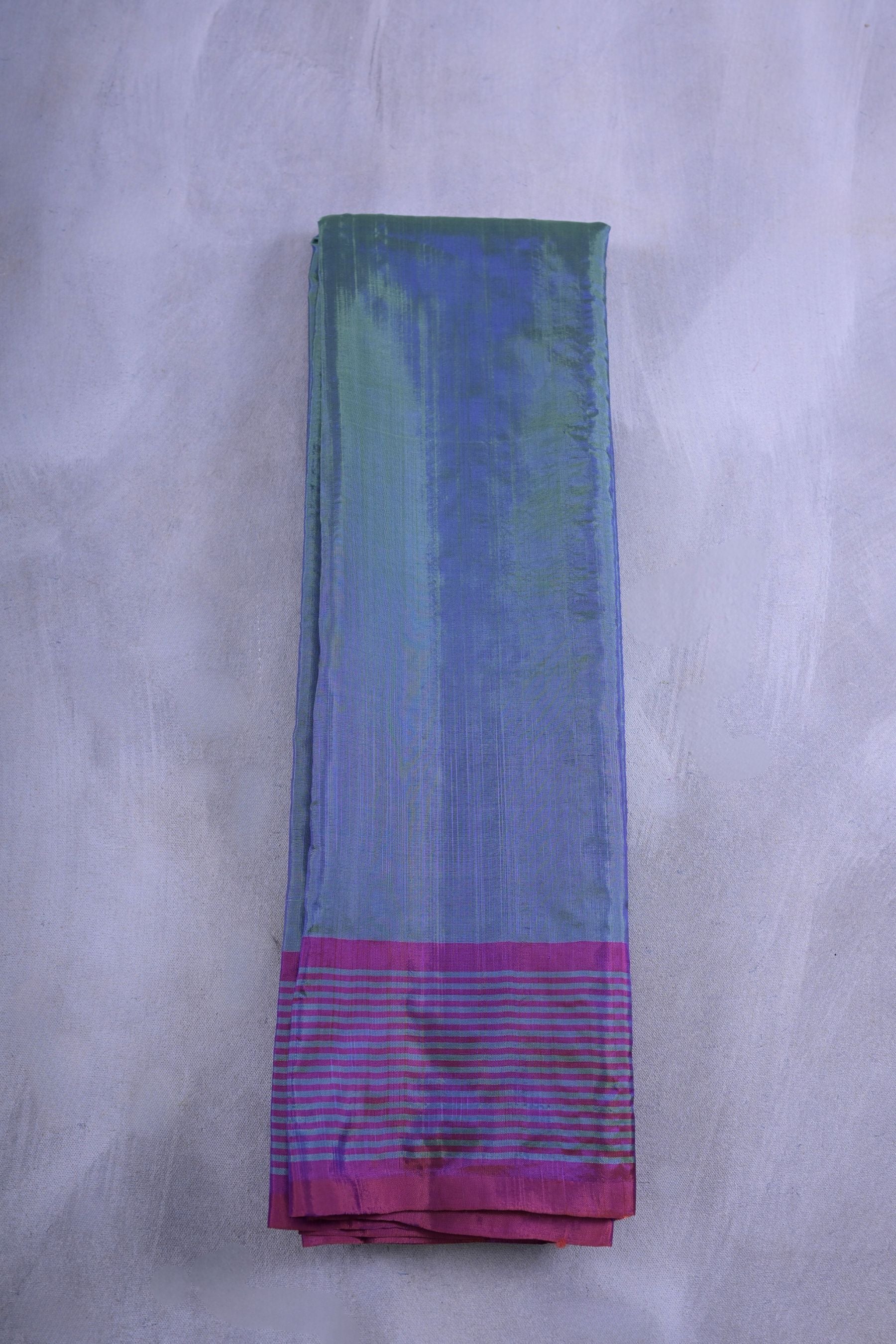 Sustainable Banana Pith Saree with Elegant Lines Border | JCS Fashions Saree JCS Fashions Greenish Purple 5.5 meters