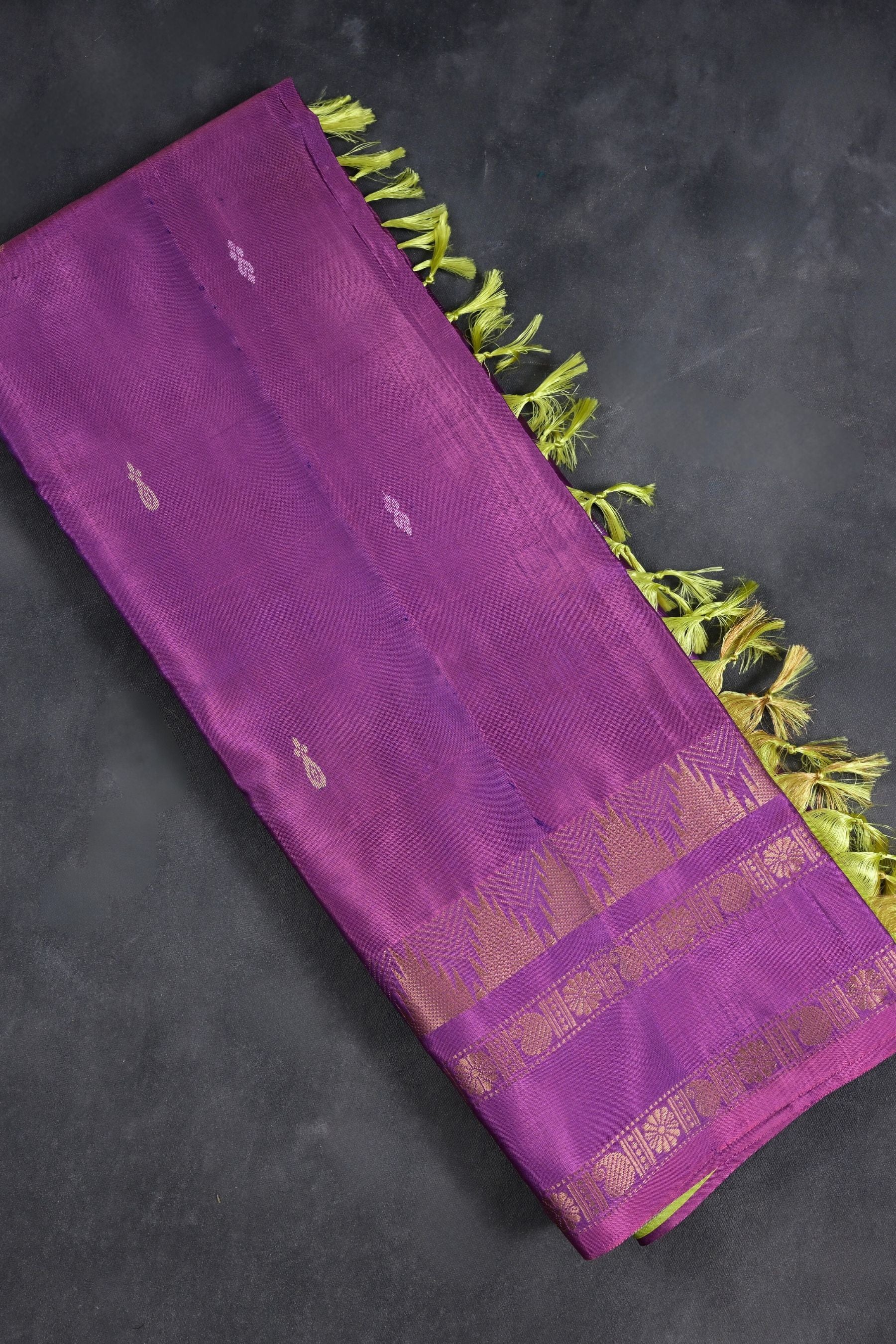 Eco-Friendly Banana Pith Saree with Gold Zari Border by JCSFashions Saree JCS Fashions Purple 5.5 meters