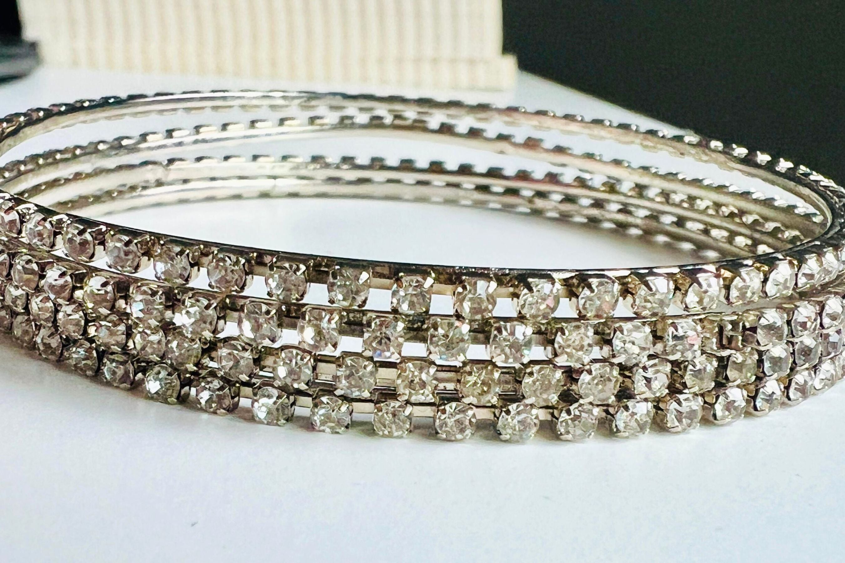 Elegant Silver Sparkling Stone Bangles – Handcrafted JCS Fashion Jewelry Jewelry JCS Fashions