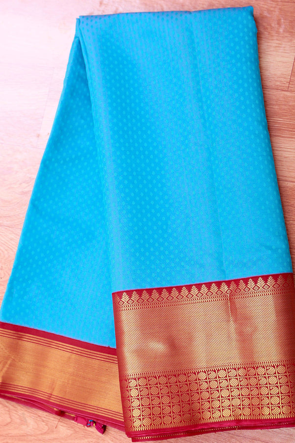 Blue Korvai Semi Silk Saree with Designer Tassels & Maggam Work Blouse