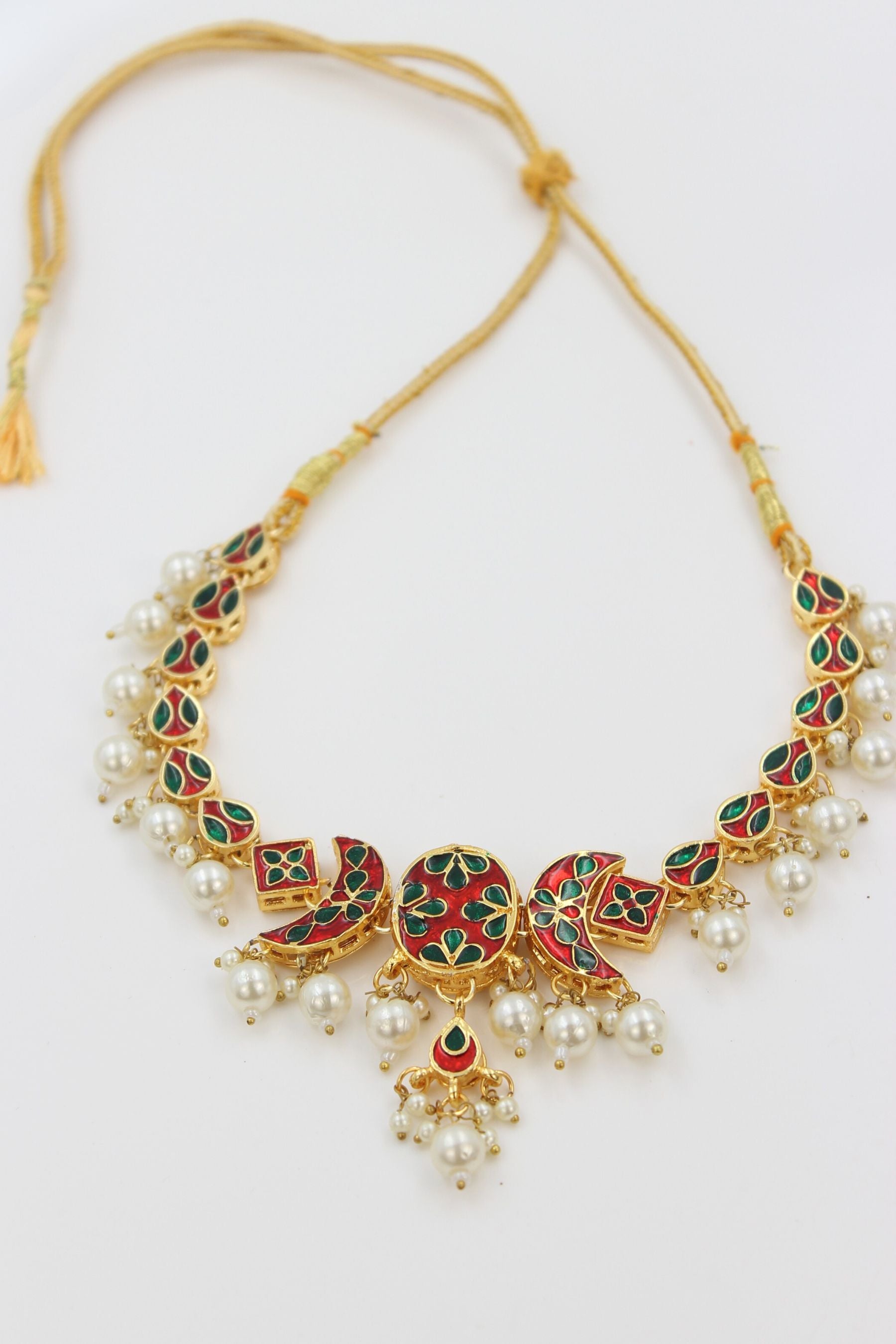 Kundan Fashion Double-Side Necklace Set - Pearls & Red Stone Elegance Jewelry JCS Fashions