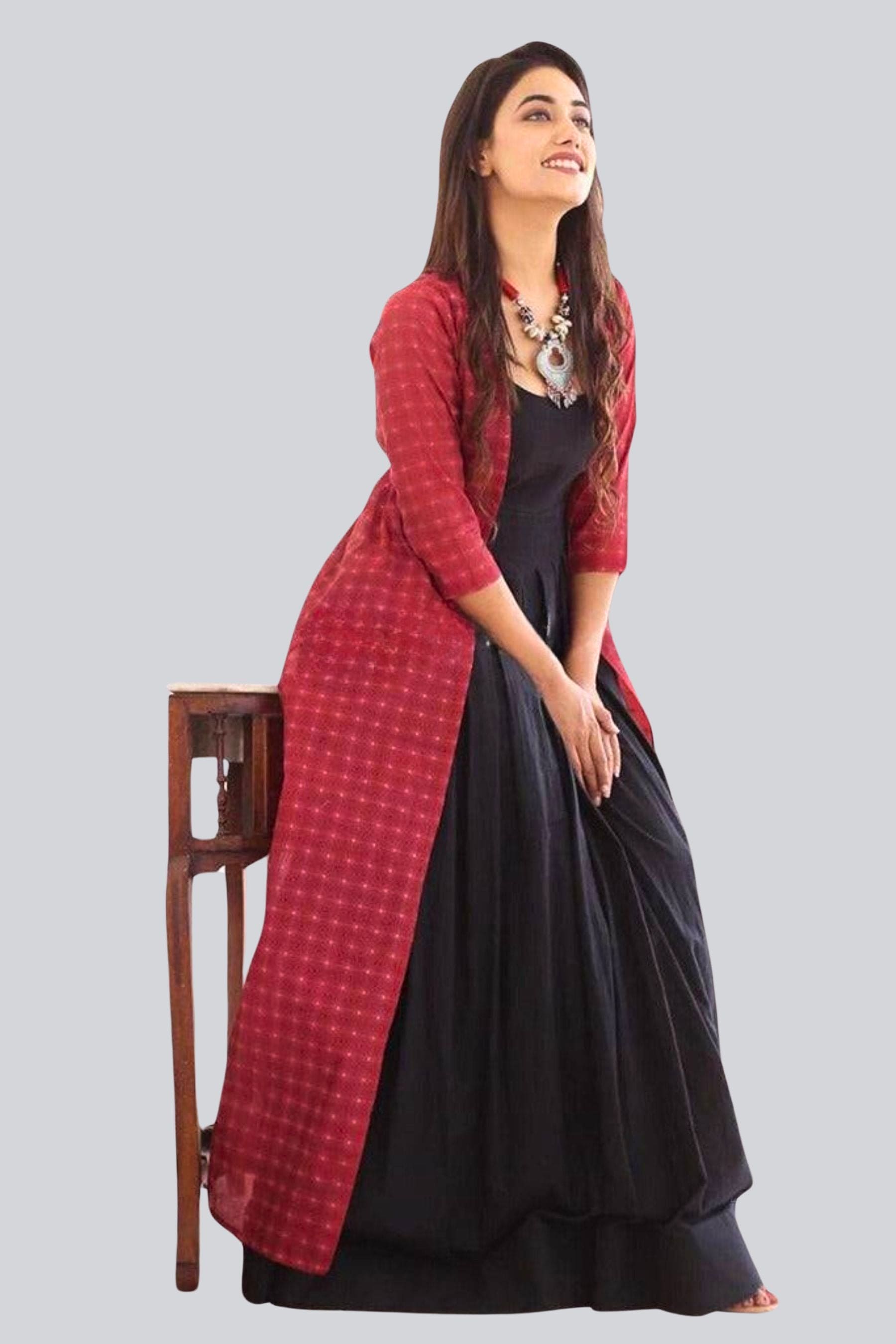 Pure Chanderi and Maslin Gown Set with Digital Print - JCSFashions Kurti JCS Fashions