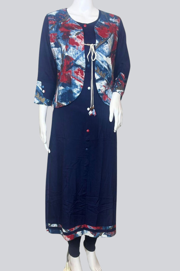 Modern Elegance Rayon Kurti With Short Overcoat |JCS Fashion